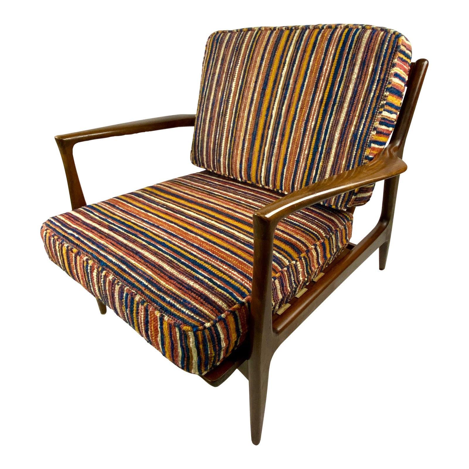 Mid-Century Ib Kofod-Larsen for Selig Walnut Lounge Chair