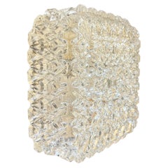 Mid-Century Ice Crystal White Flush Mount Lamp Glashütte Limburg, 1970s, Germany