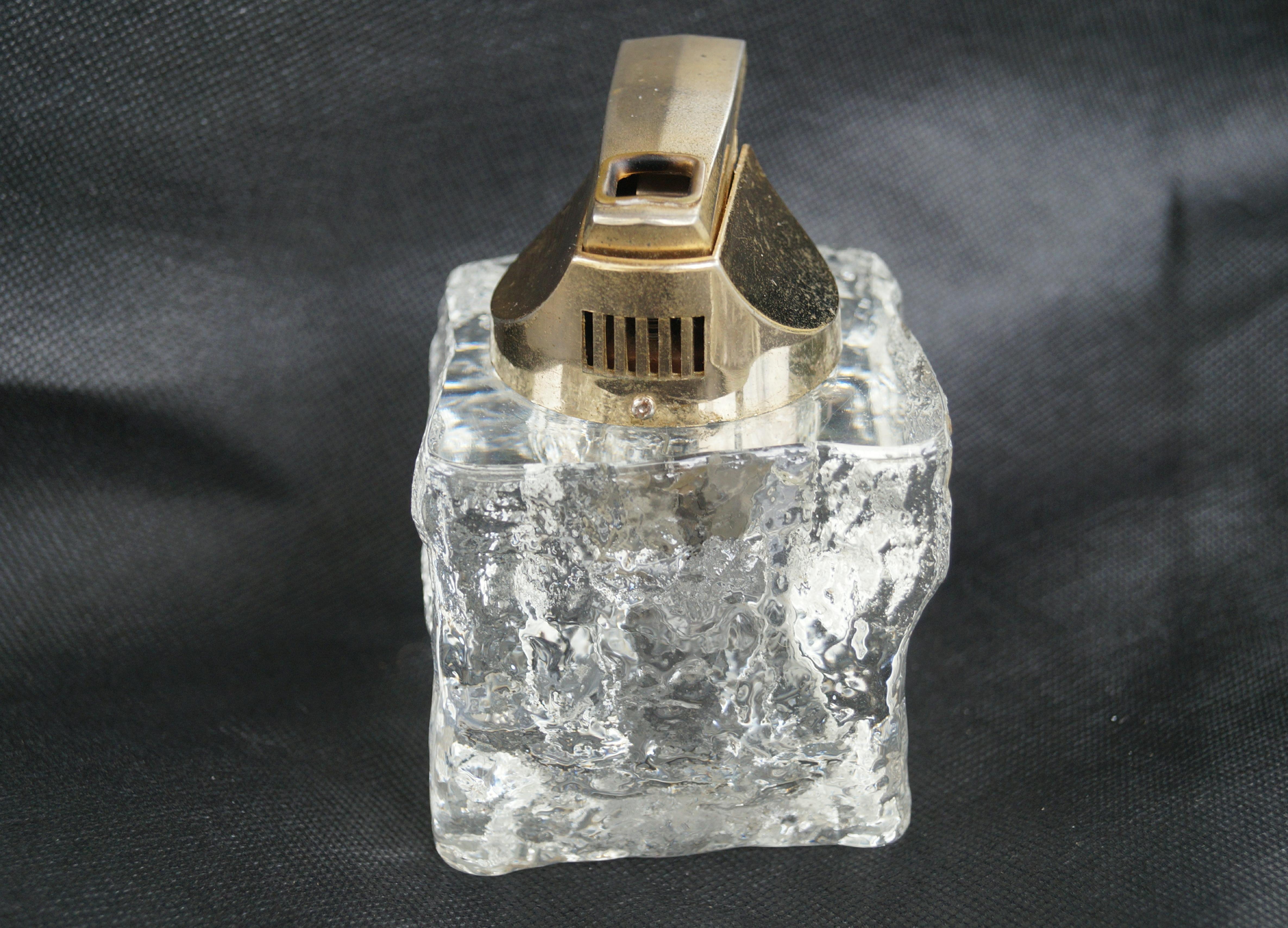 Mid Century Ice cube Table Lighter Antonio Imperatore Murano Glass Style 1970's Desconocido en venta