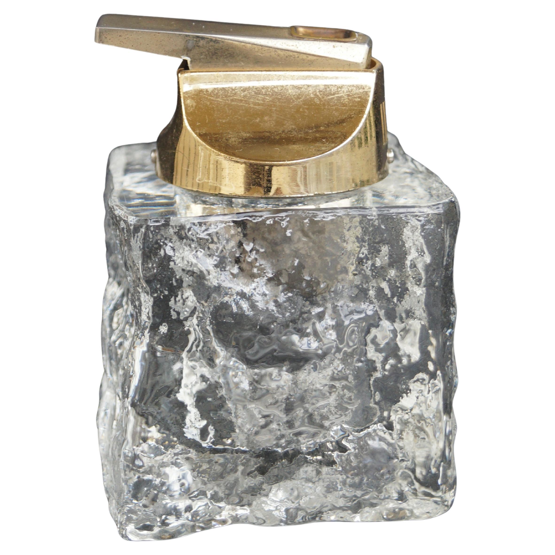 Mid Century Ice cube Table Lighter Antonio Imperatore Murano Glass Style 1970's en venta