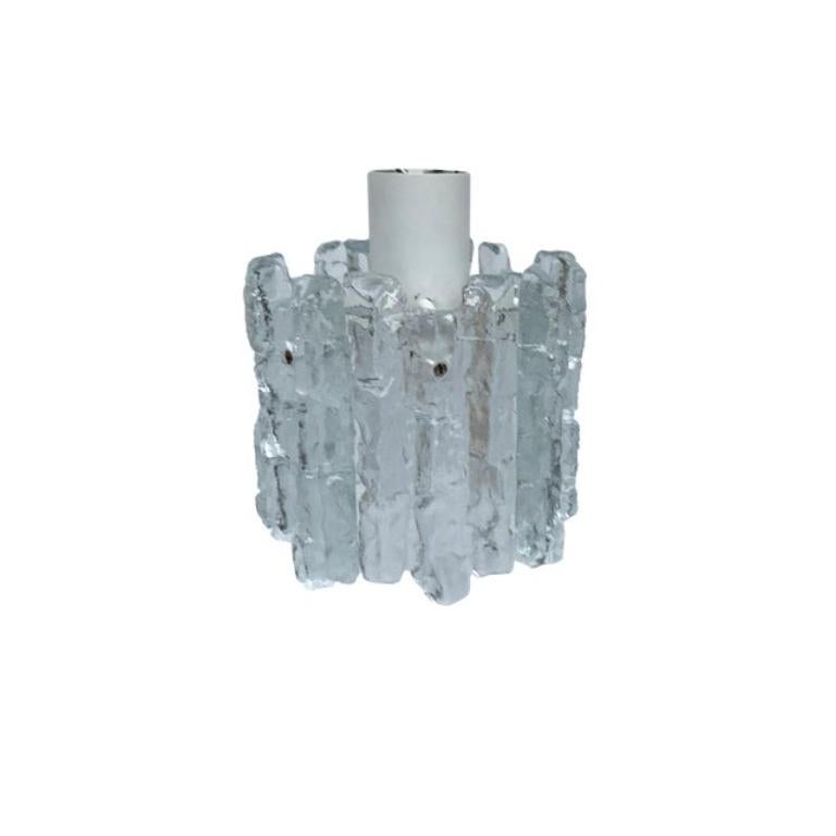 Mid-Century Ice Glass Ceiling Lamp from Kalmar, 1960s
