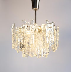 Mid-Century Ice Glass Chandelier By J.T. Kalmar, Austria c.1970s