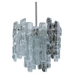 Vintage Mid-Century Ice Glass Chandelier from Kalmar