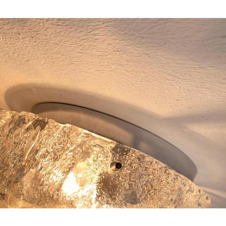 Lampada da soffitto a incasso in vetro ghiaccio di metà secolo, anni '60 in vendita 5