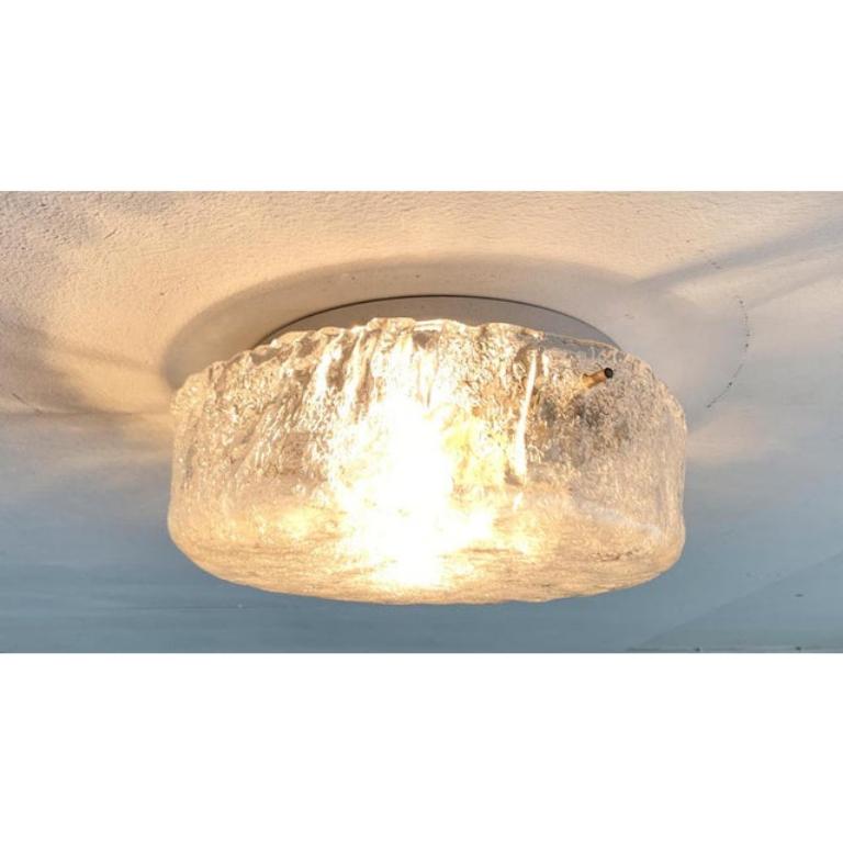 Lampada da soffitto a incasso in vetro ghiaccio di metà secolo, anni '60 in vendita 3