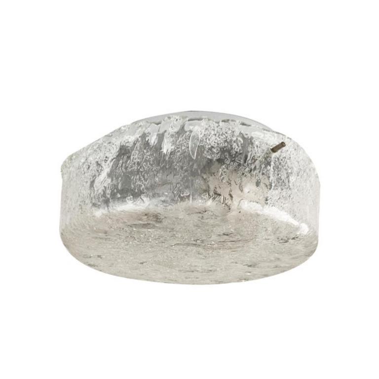Mid-Century Ice Glass Flush Mount Ceiling Lamp, 1960s