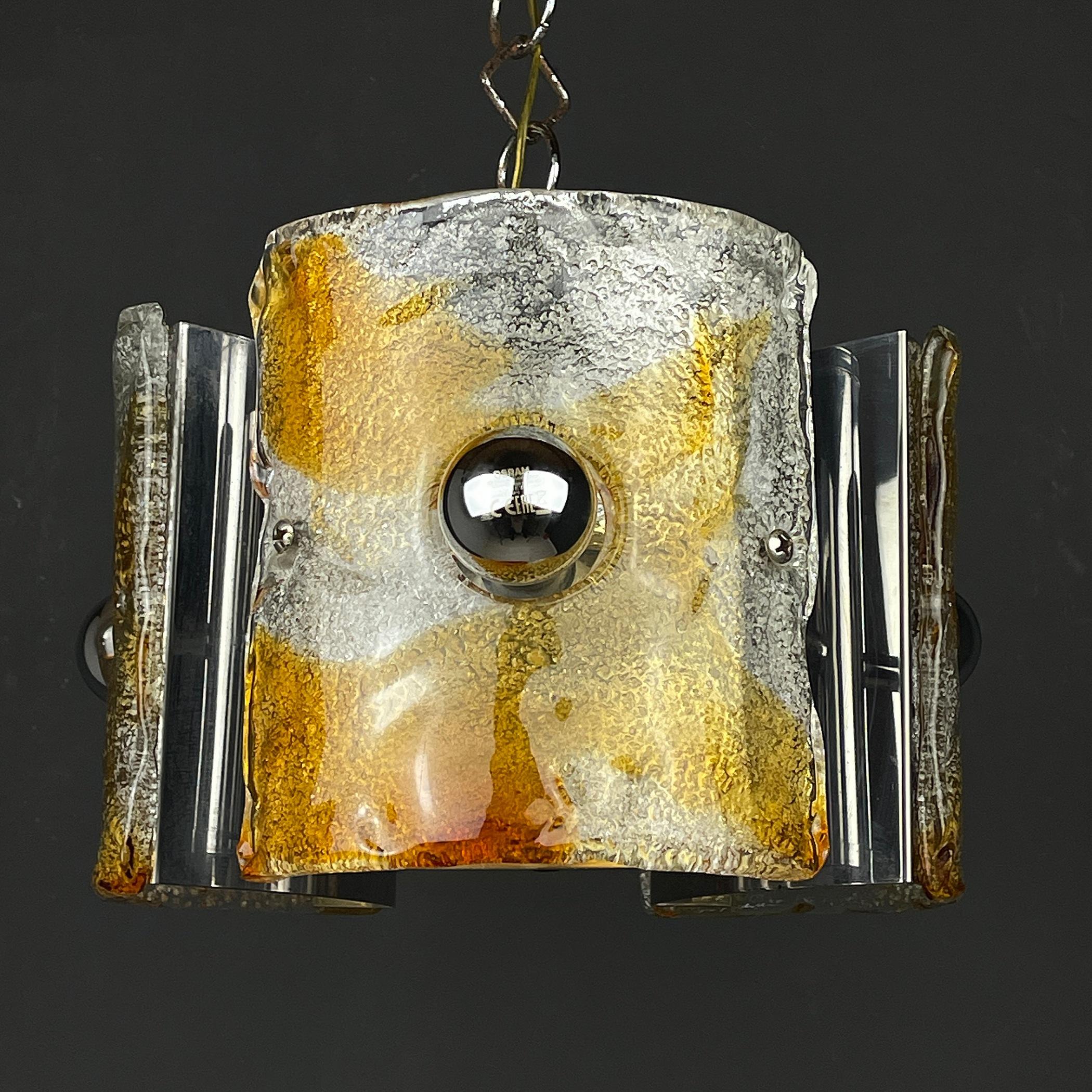 20th Century Midcentury Ice Murano Glass Chandelier by Av Mazzega, Italy, 1970s For Sale