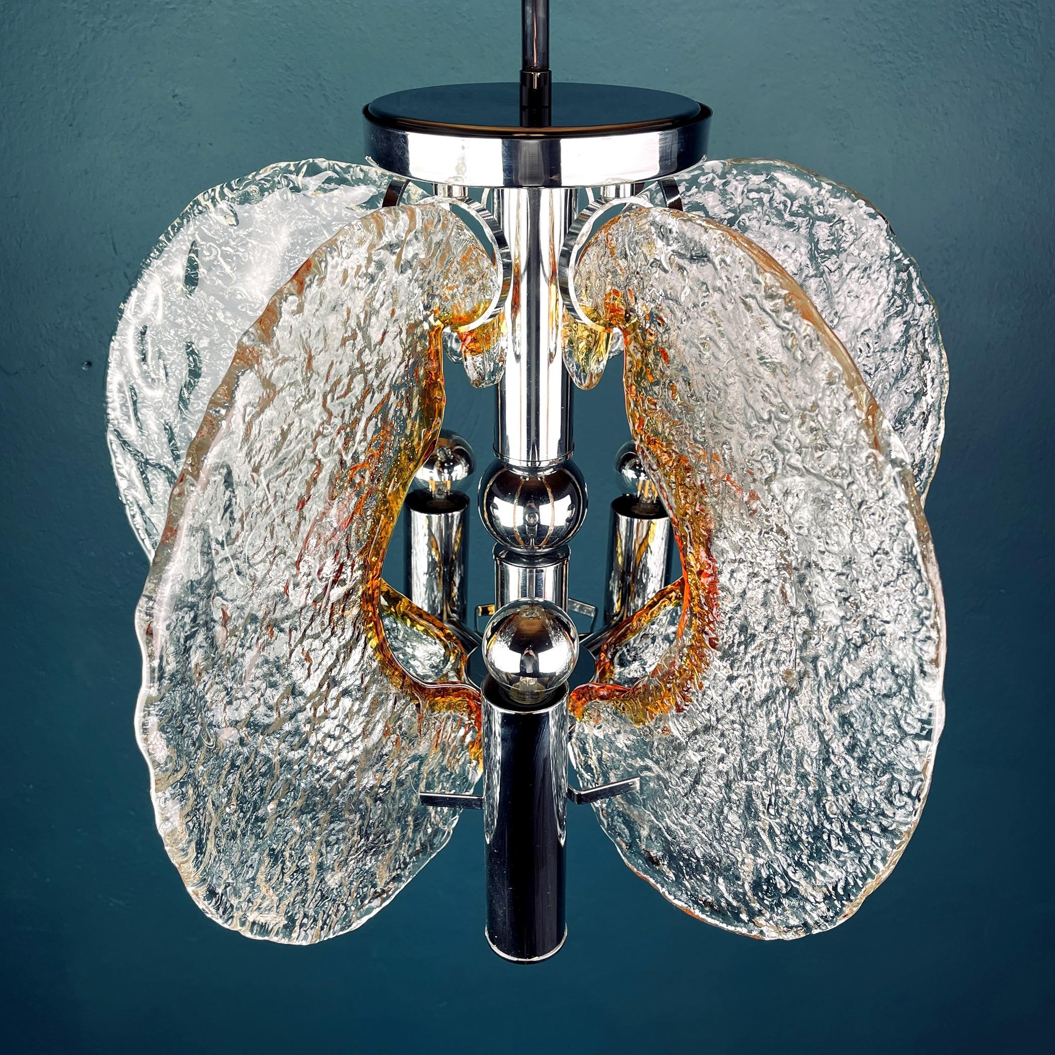 Mid-Century Ice Murano Glass Chandelier by Mazzega, Italy, 1970s 2