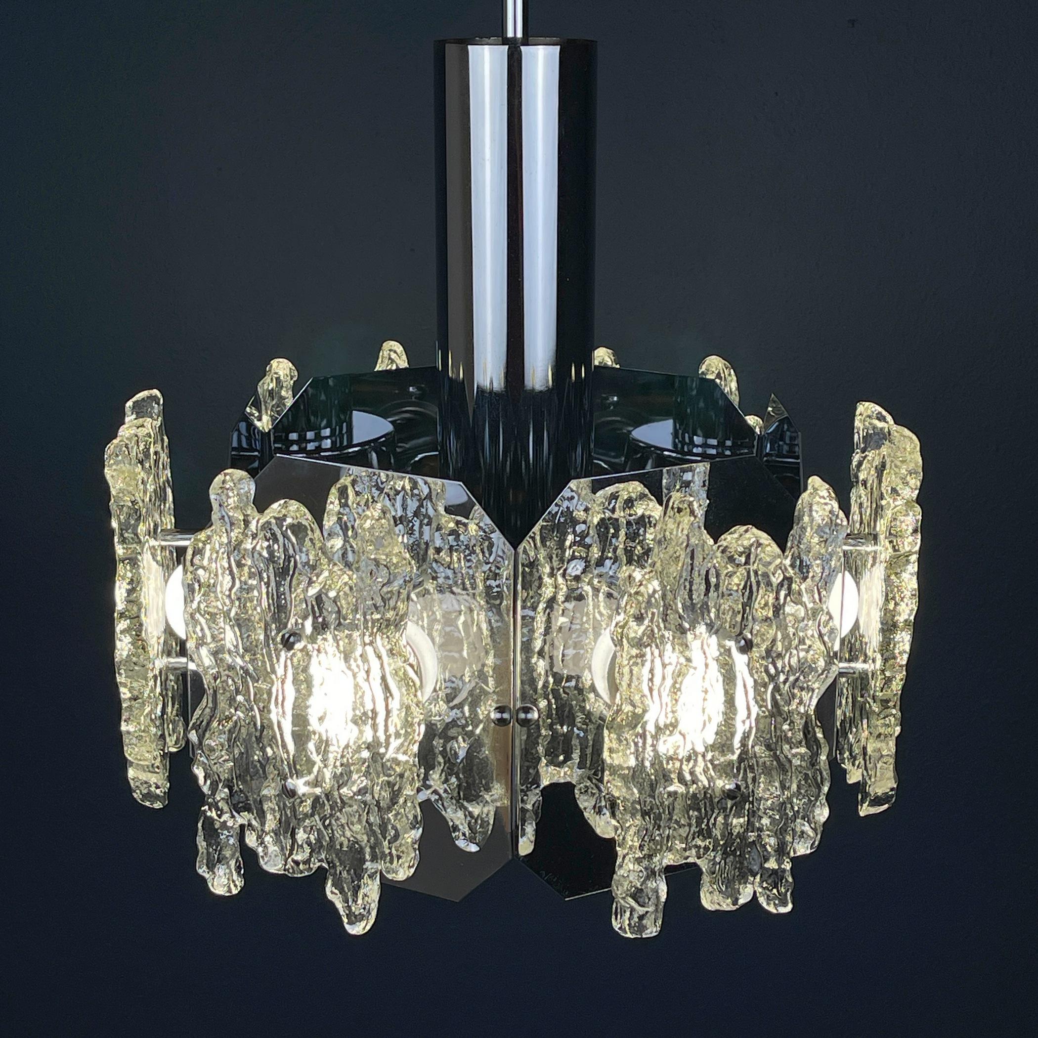 Mid-century ice Murano glass chandelier Italy 1970s  For Sale 3