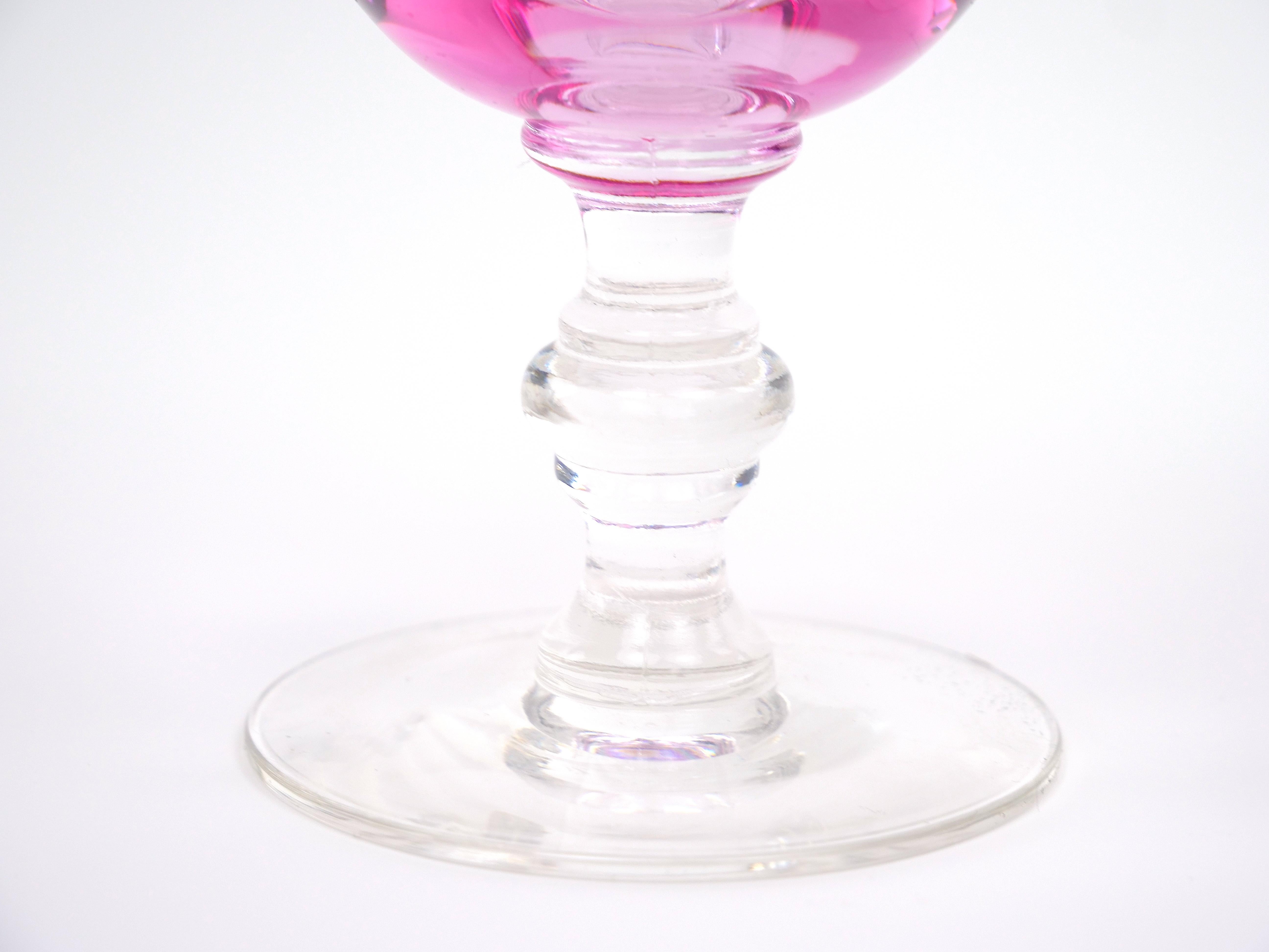Mid Century Ice Pink Crystal Barware Goblet Service / 10 People For Sale 4