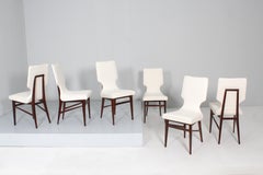 Mid-Century Ico Parisi (attr) Set of 6 Wood and Fabric Chairs, Cantù Italy 60s