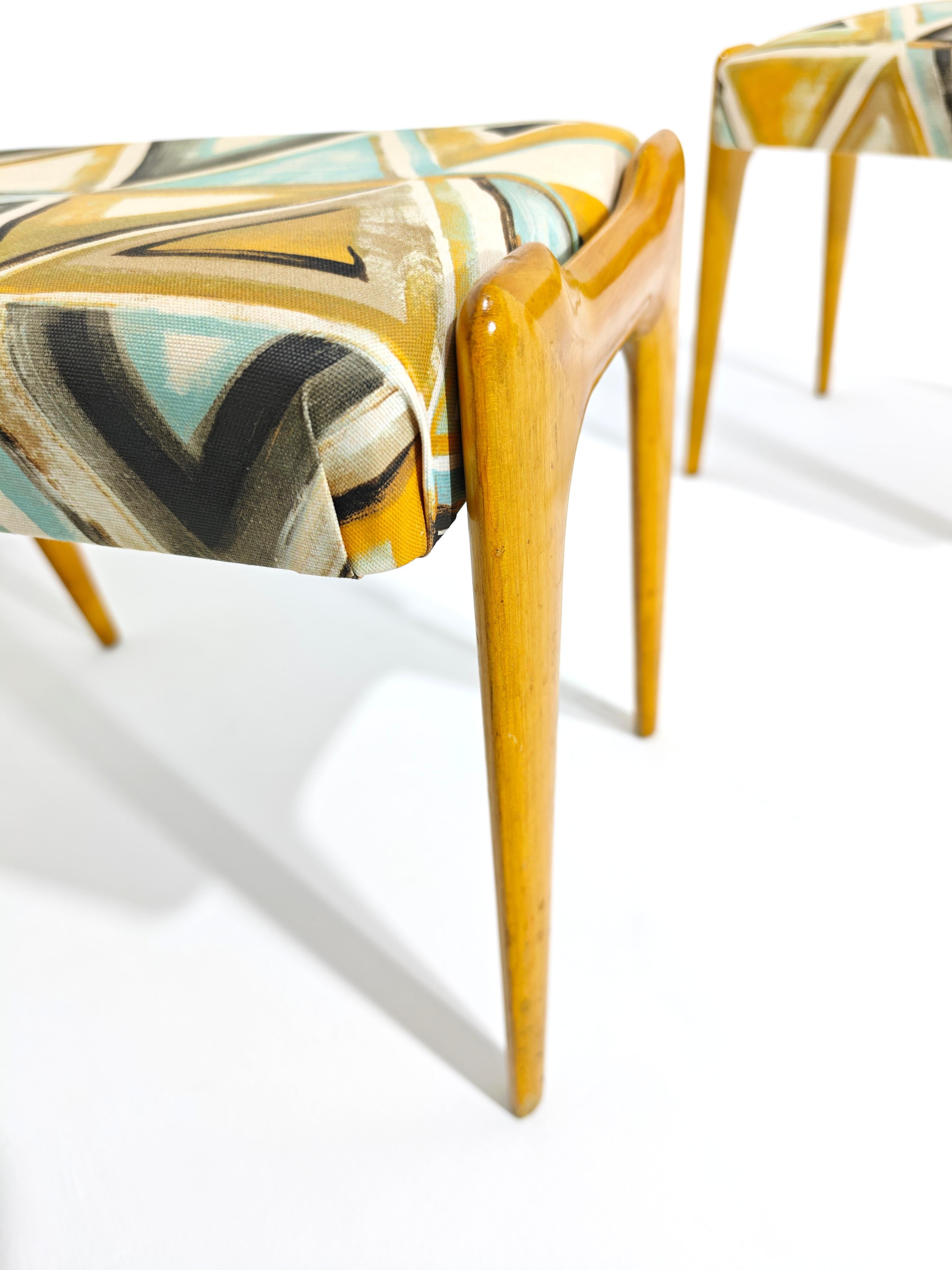 Sgabelli di metà secolo Ico Parisi per Cantu' Italia Coppia di sgabelli in Wood Wood Italia anni '50 in vendita 3