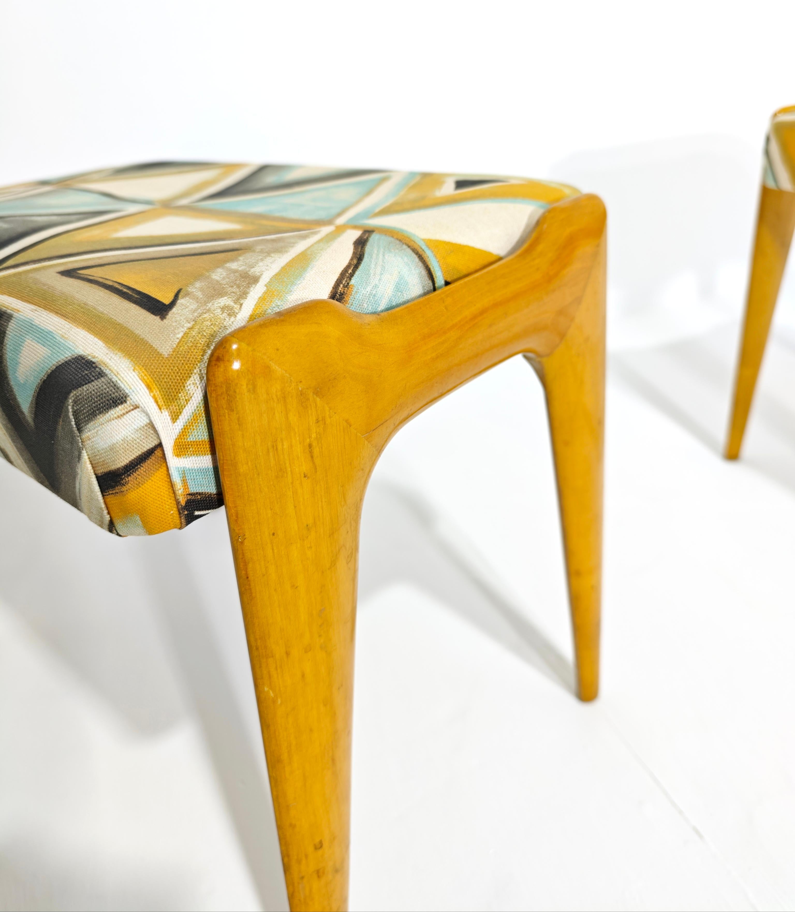Sgabelli di metà secolo Ico Parisi per Cantu' Italia Coppia di sgabelli in Wood Wood Italia anni '50 In condizioni buone in vendita a Palermo, IT