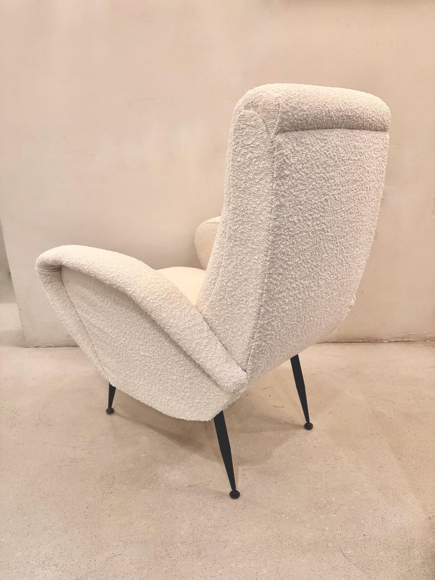 Mid-Century Ico Parisi  Pale White Armchairs.Italy 1960 For Sale 5