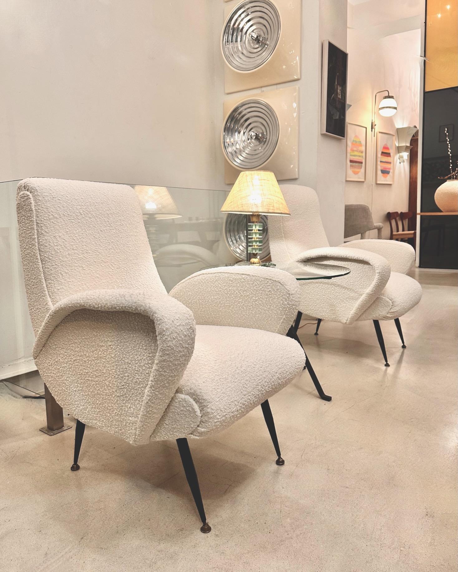 Italian Mid-Century Ico Parisi  Pale White Armchairs.Italy 1960 For Sale