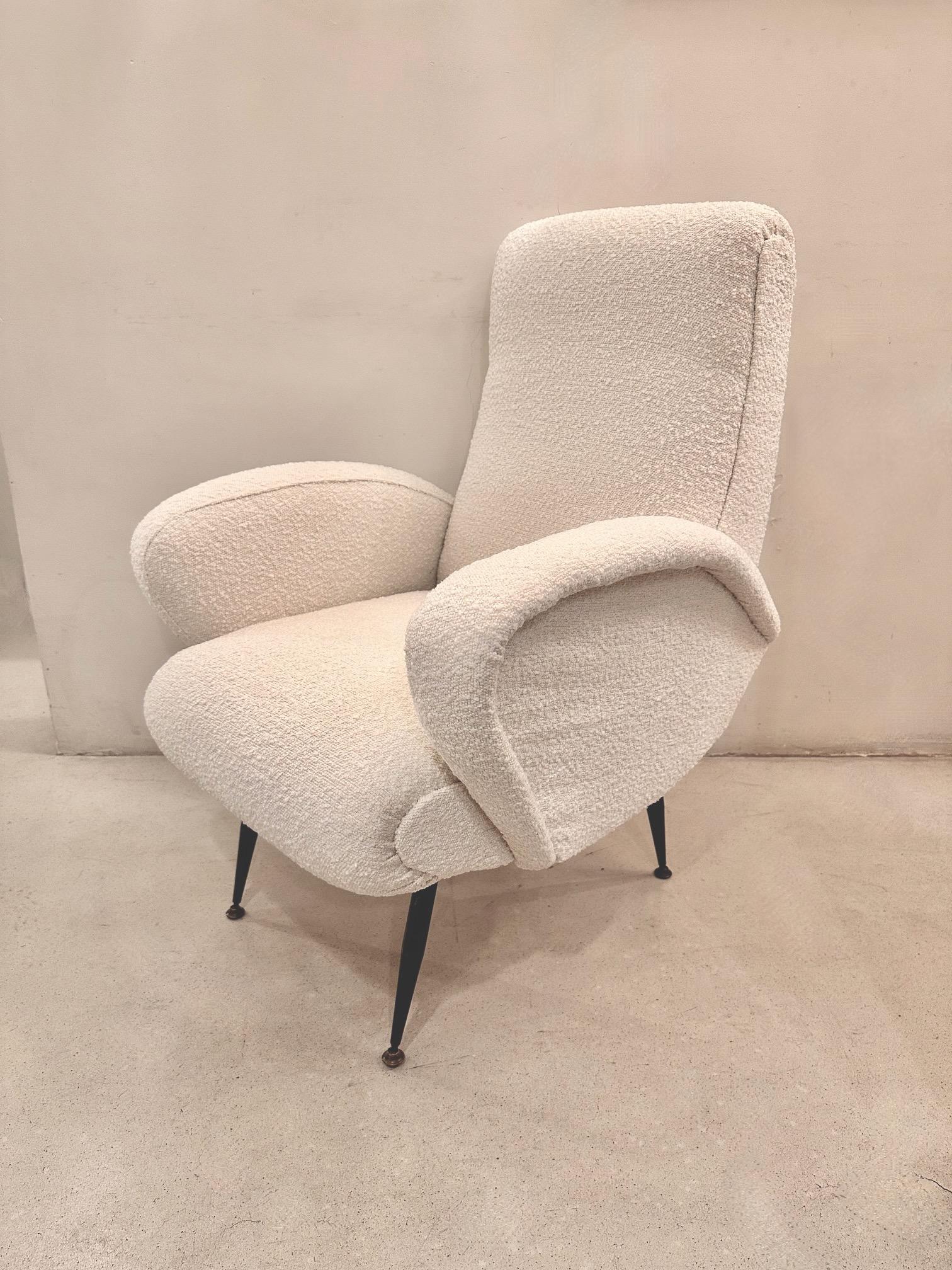 Mid-Century Ico Parisi  Pale White Armchairs.Italy 1960 For Sale 1