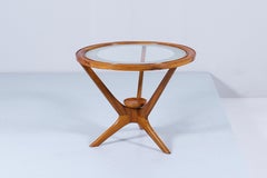 Midcentury Ico Parisi Style Wood and Glass Coffee Table 60s Italy