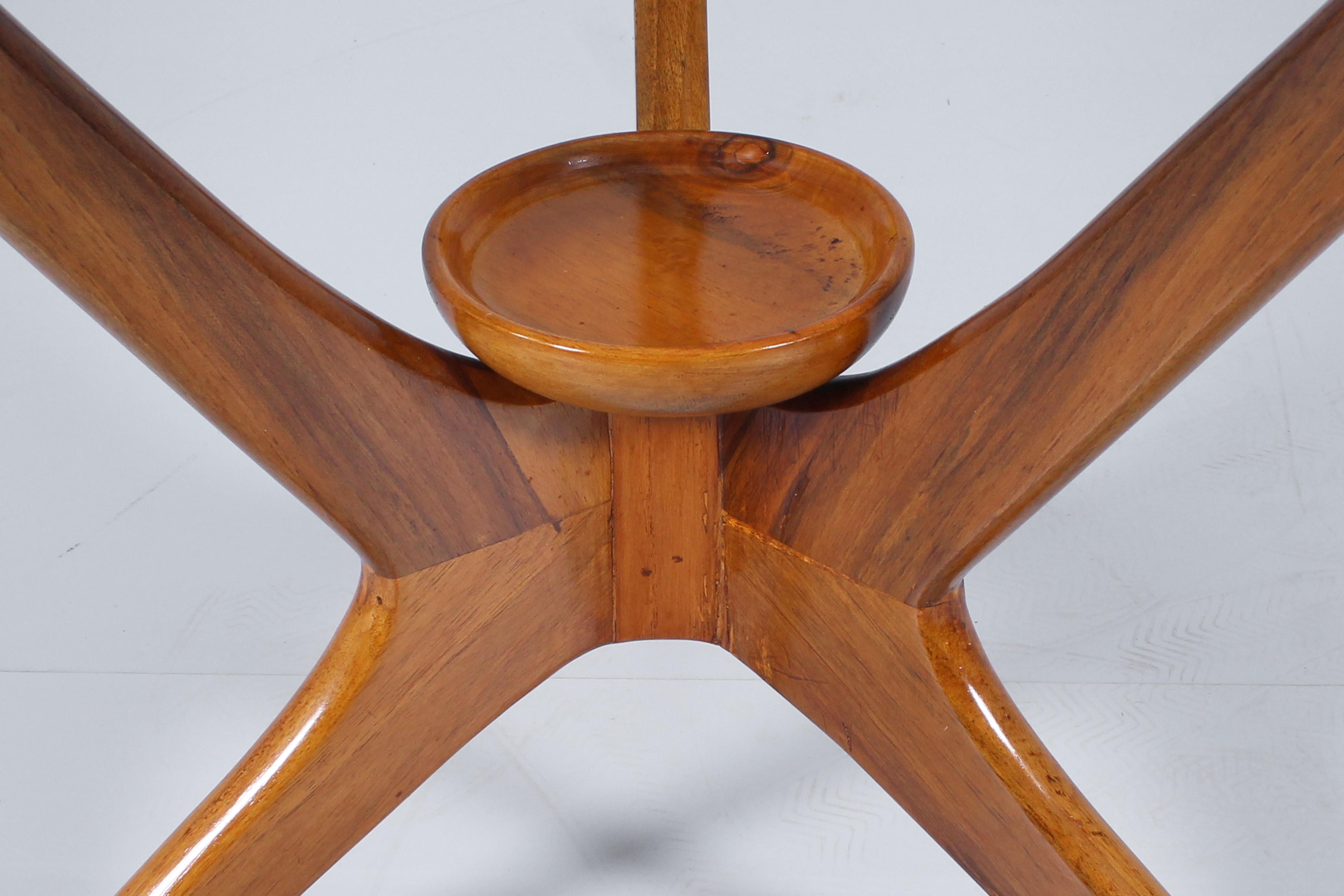 Mid-20th Century Midcentury Ico Parisi Style Wood and Glass Coffee Table 60s Italy For Sale