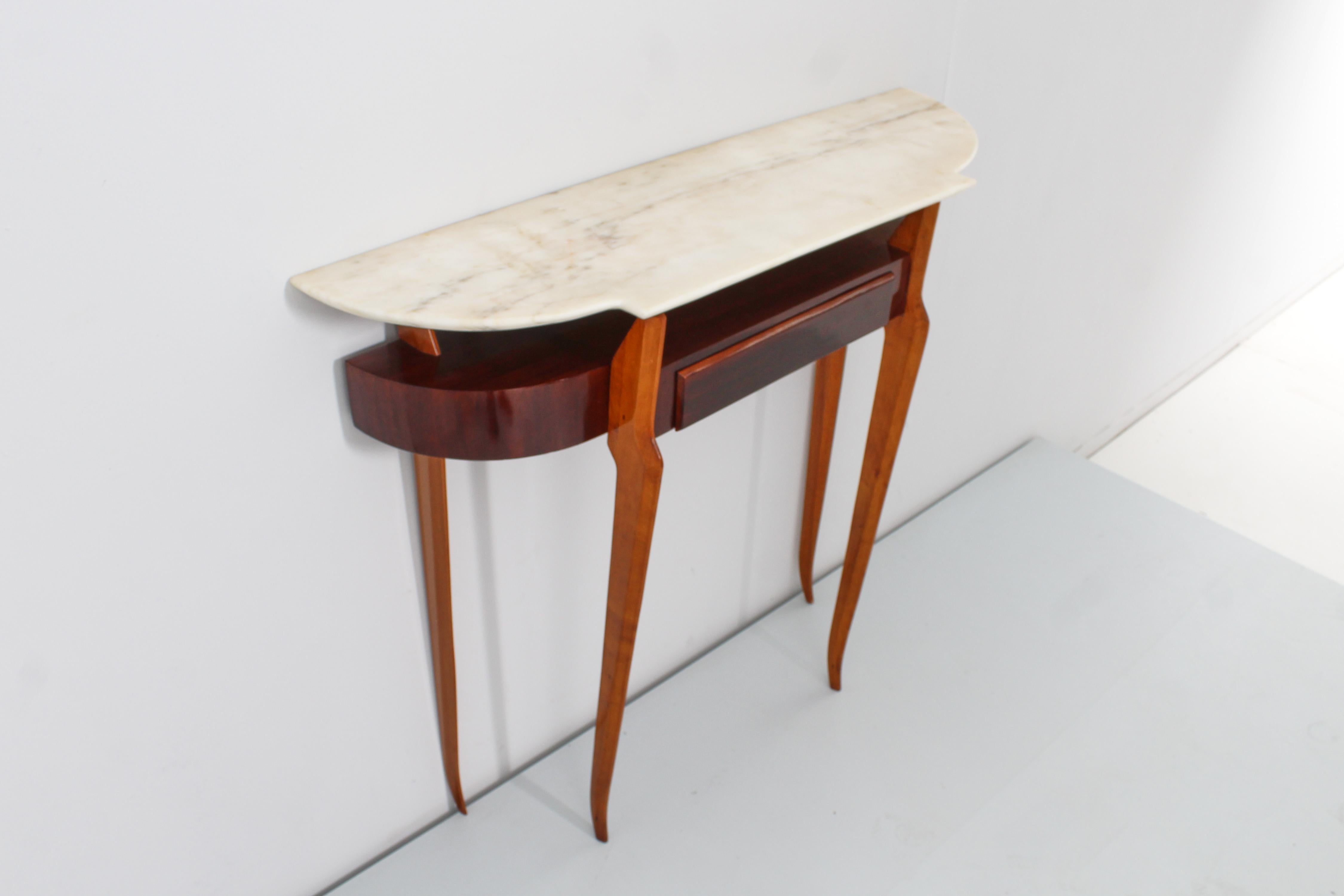 Mid-Century, Ico Parisi Style Wood and Marble Console Table, 1950s, Italy 4