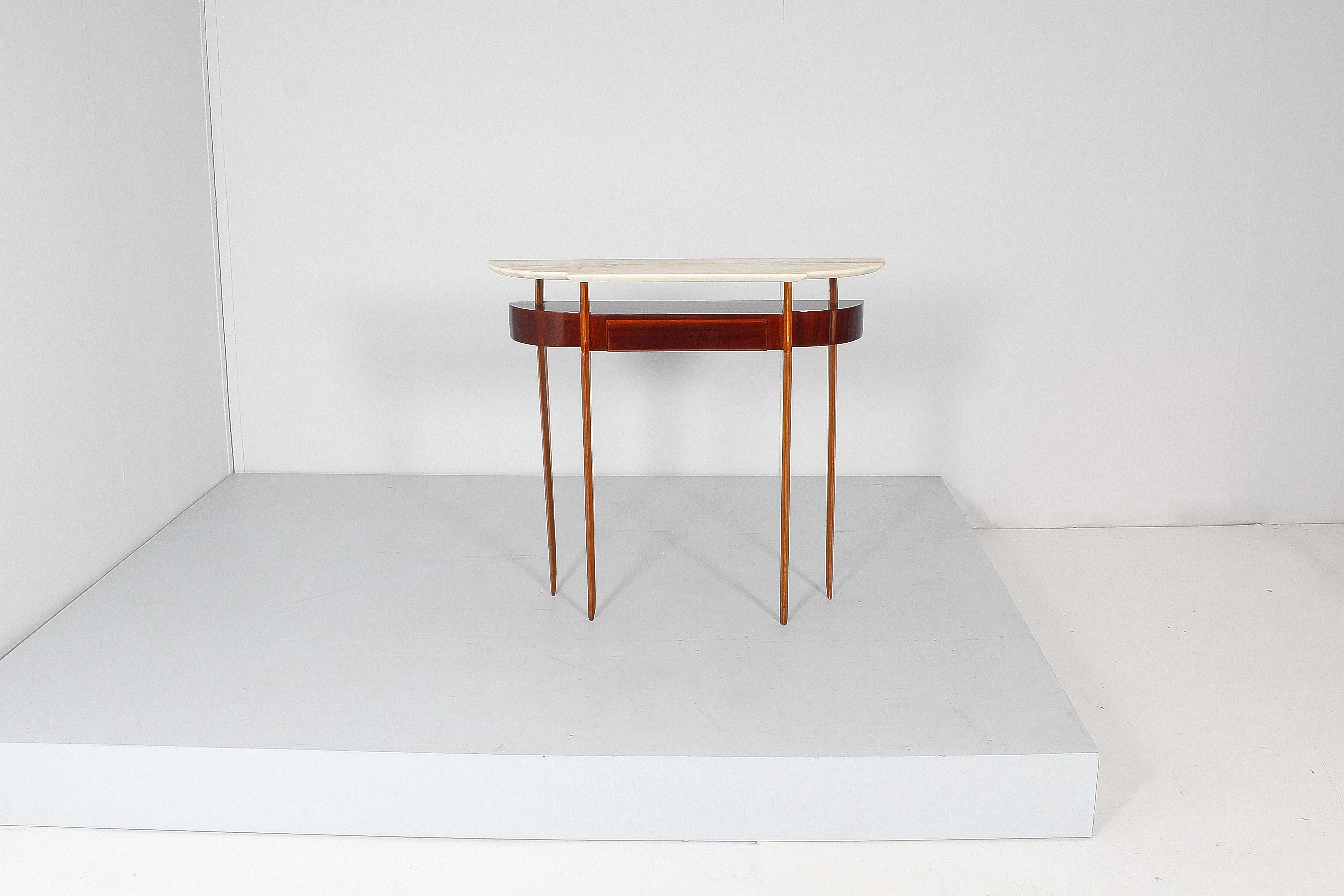 Mid-Century, Ico Parisi Style Wood and Marble Console Table, 1950s, Italy 6