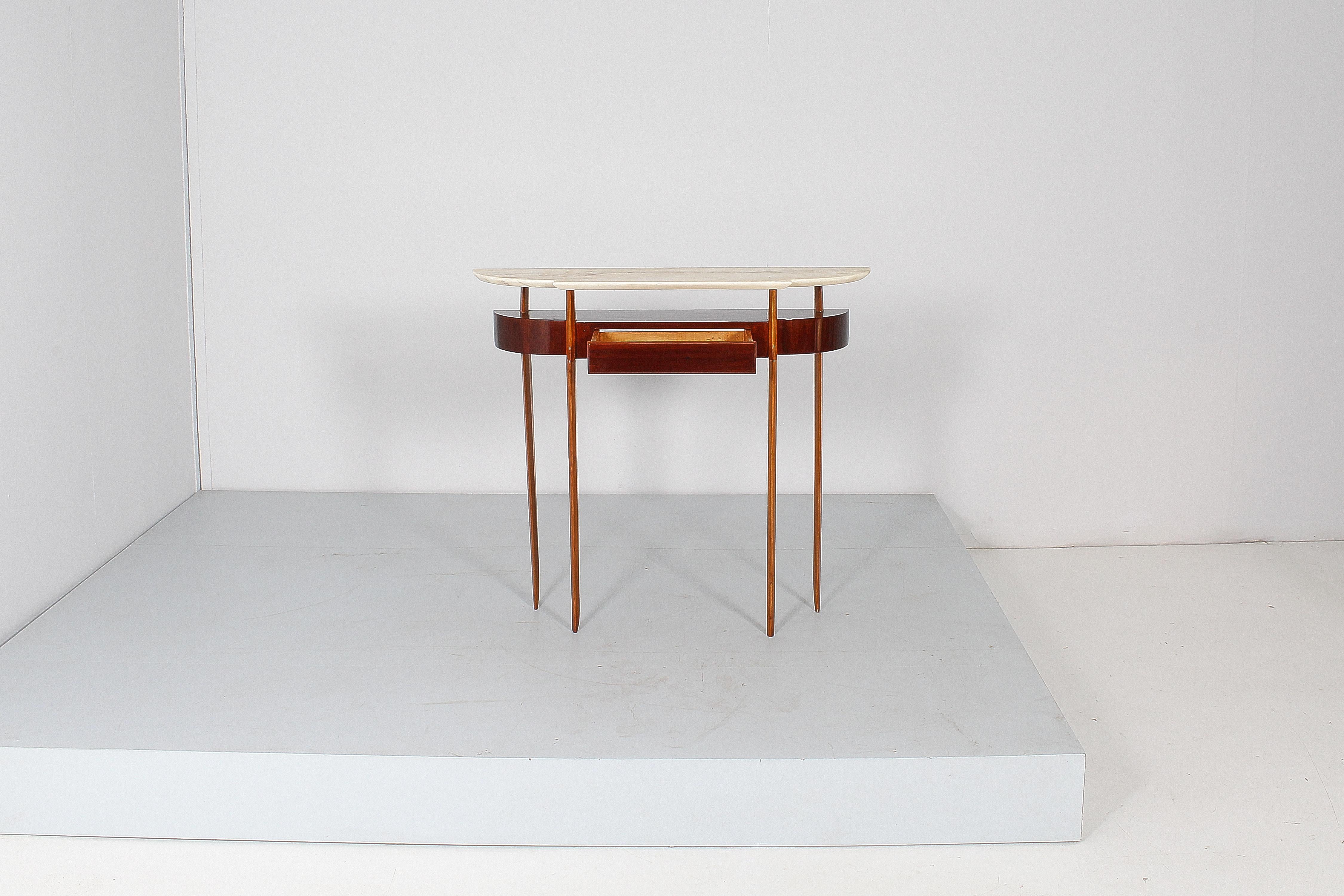 Mid-Century, Ico Parisi Style Wood and Marble Console Table, 1950s, Italy 7