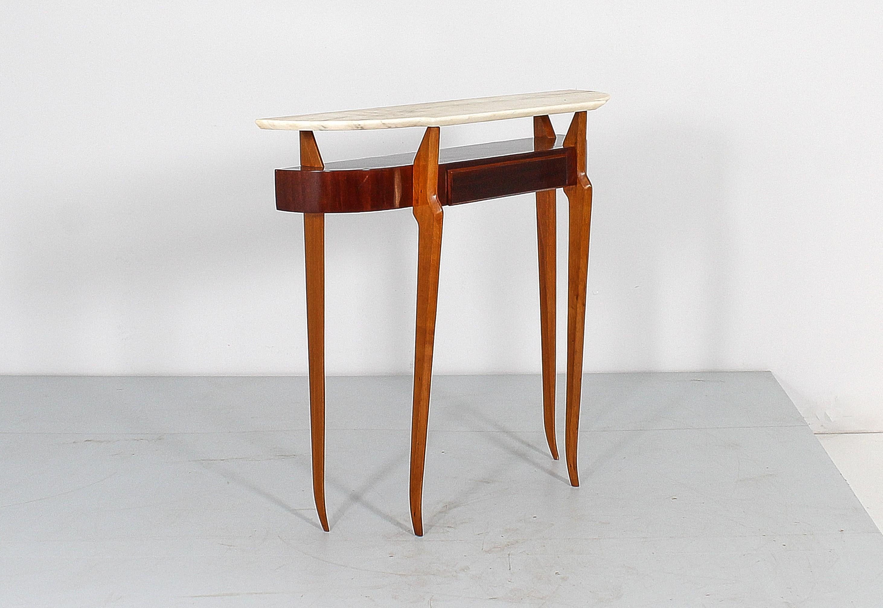 Mid-Century, Ico Parisi Style Wood and Marble Console Table, 1950s, Italy 8