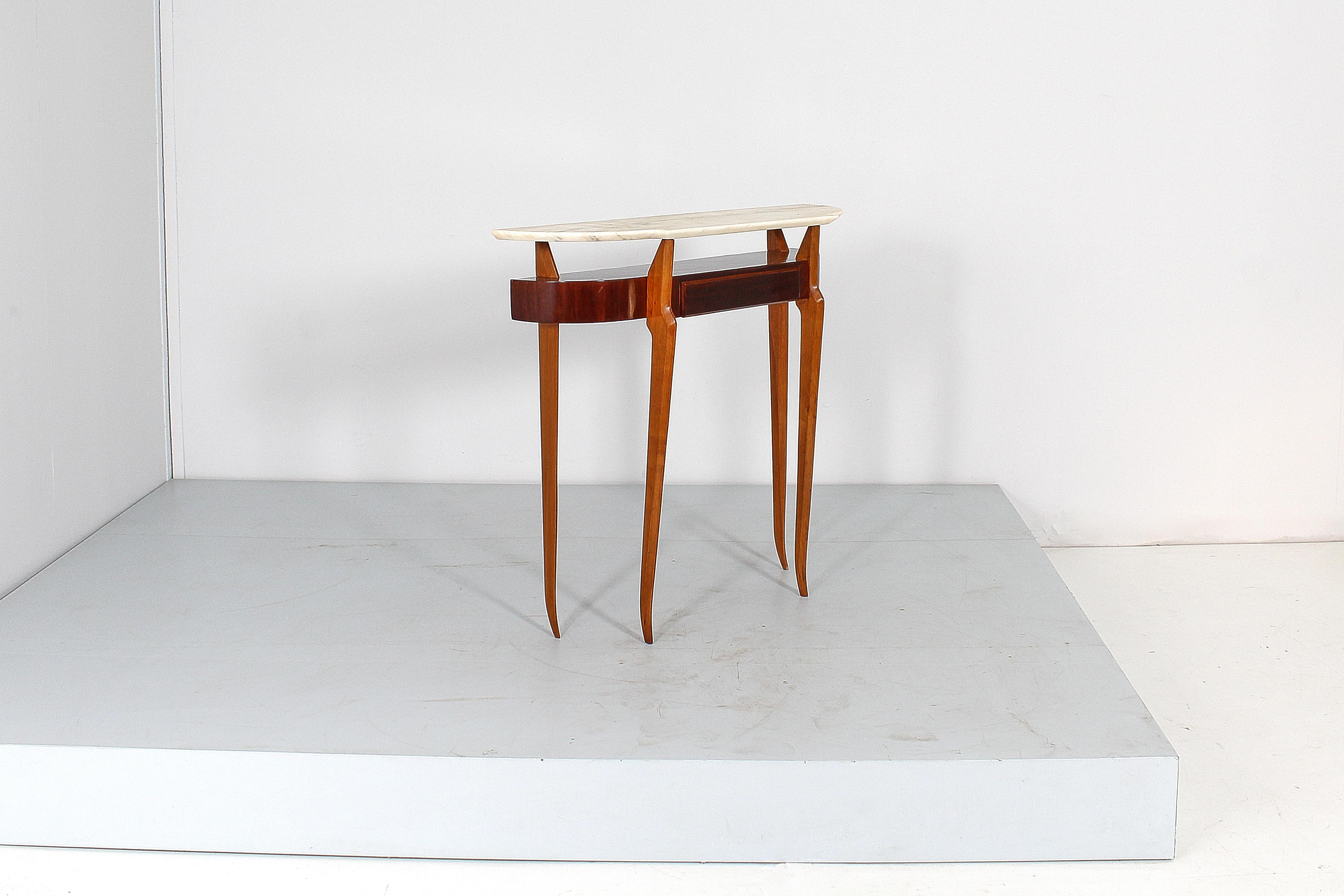 Mid-Century, Ico Parisi Style Wood and Marble Console Table, 1950s, Italy 9