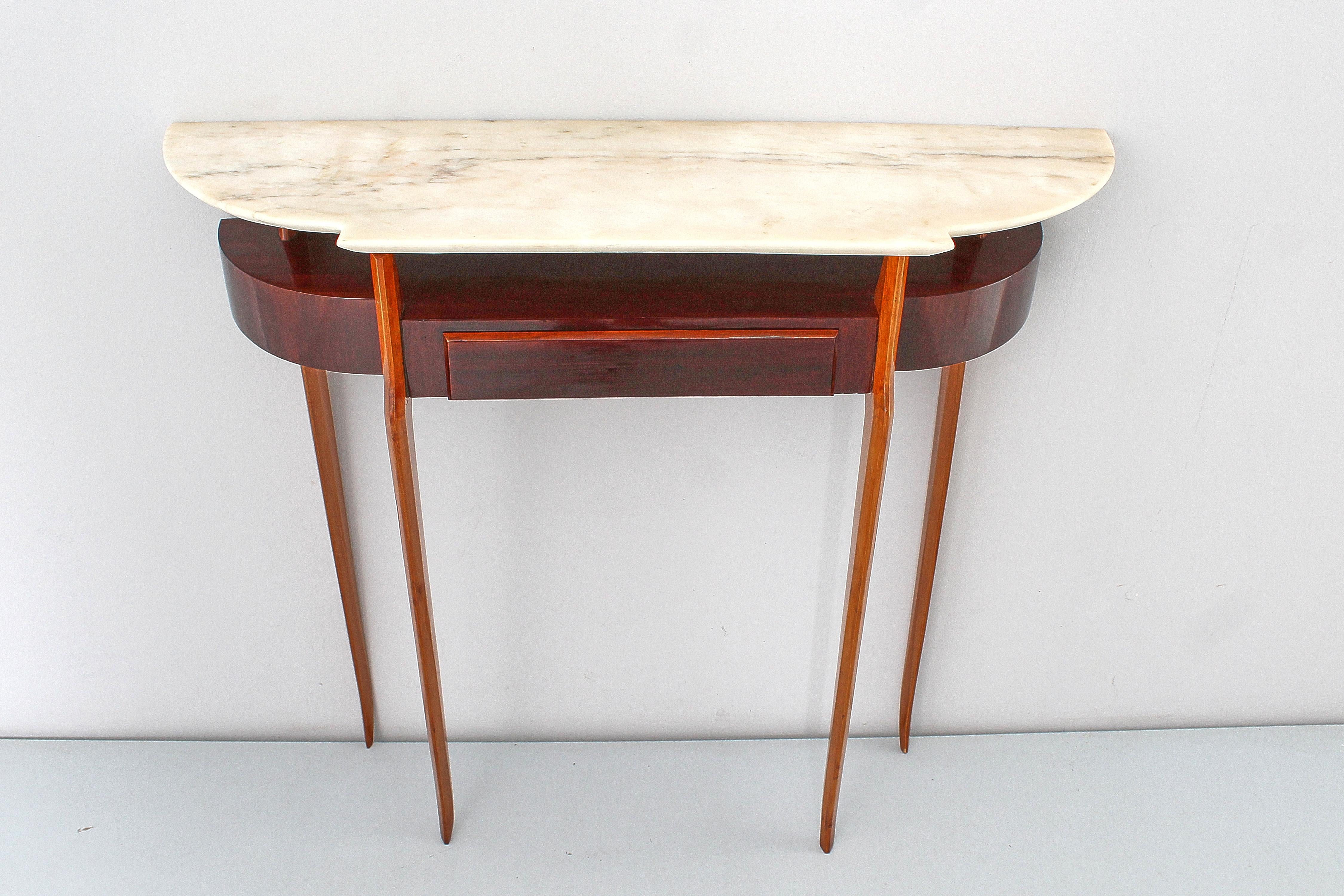 Mid-Century, Ico Parisi Style Wood and Marble Console Table, 1950s, Italy 3