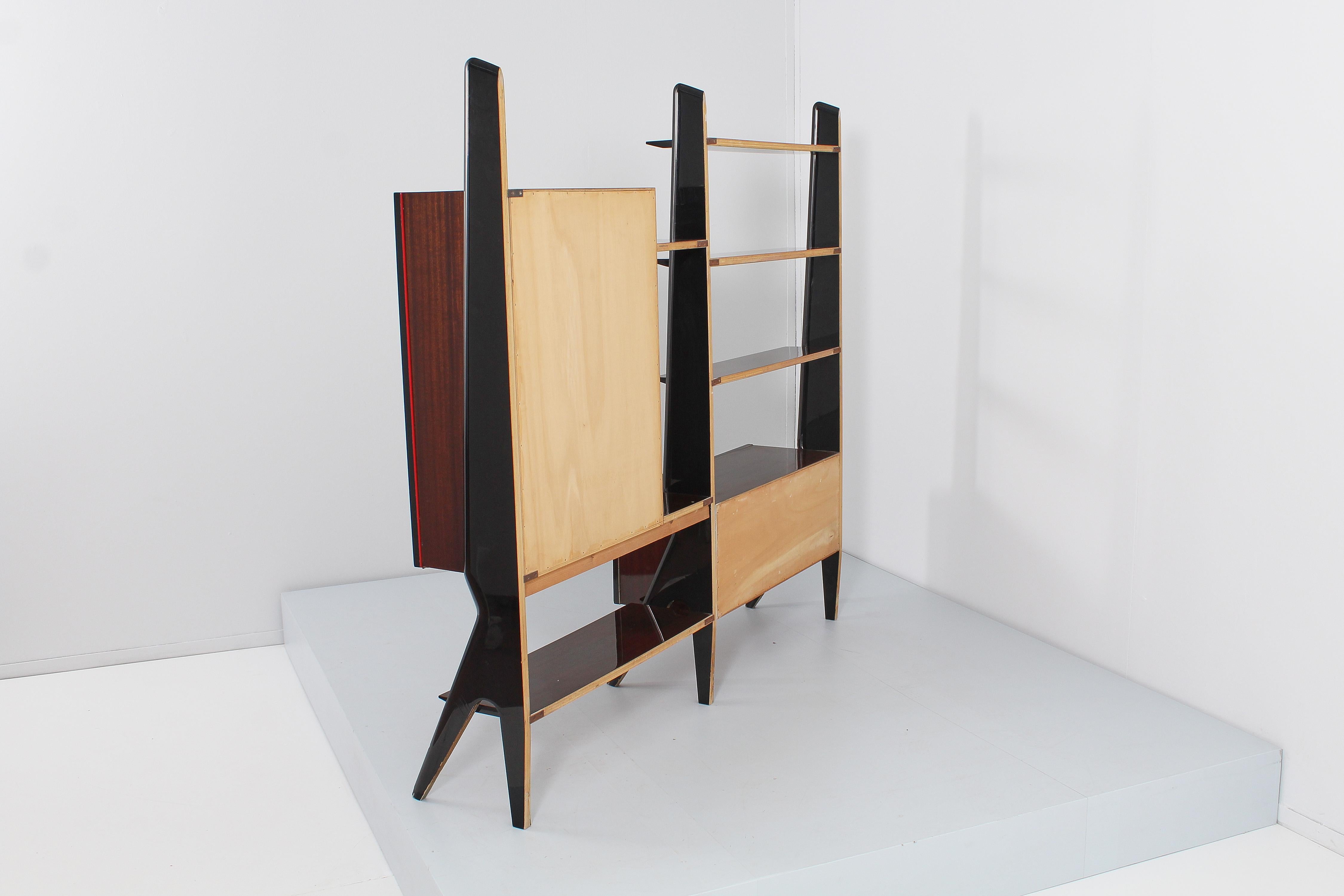 Mid-Century Ico Parisi Wooden Bar Cabinet with Shelves, 1950s, Italy 11