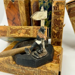 Mid-Century Iconic Cast Iron Ashtray with Drunken Gentleman with Flag