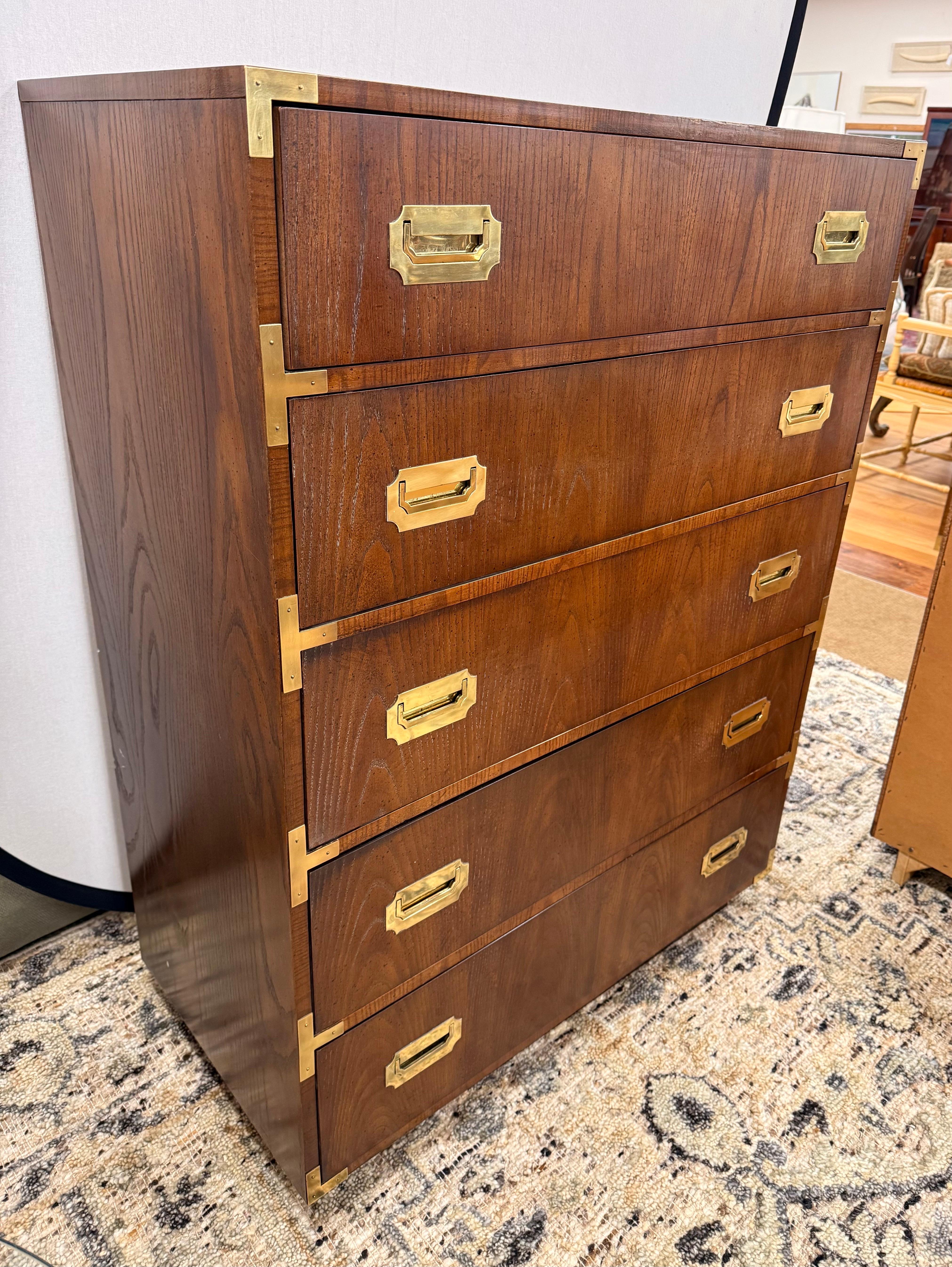 American Mid Century Iconic Dixie Furniture Tall Campaign Dresser from Campaigner Line