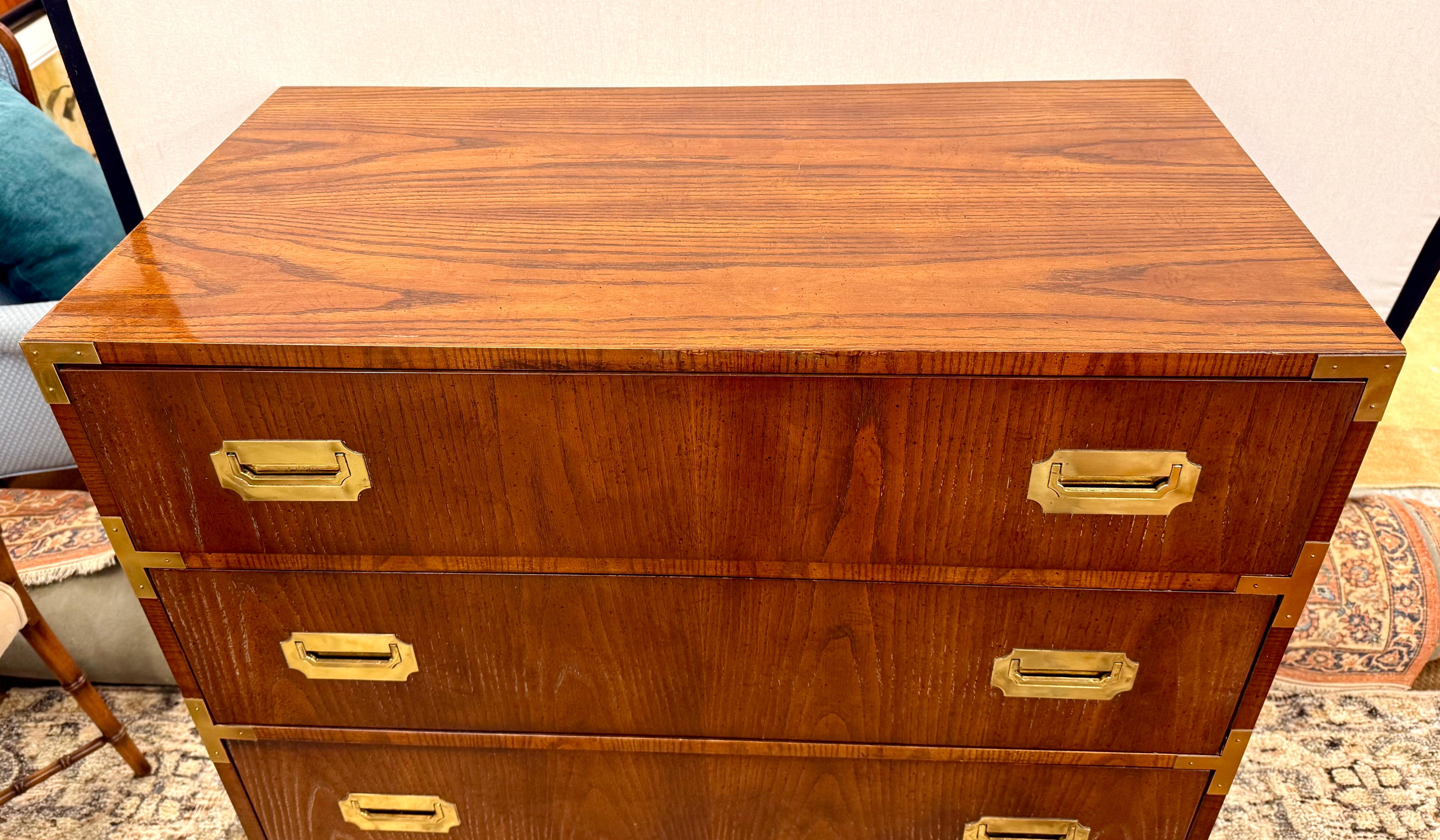 Brass Mid Century Iconic Dixie Furniture Tall Campaign Dresser from Campaigner Line