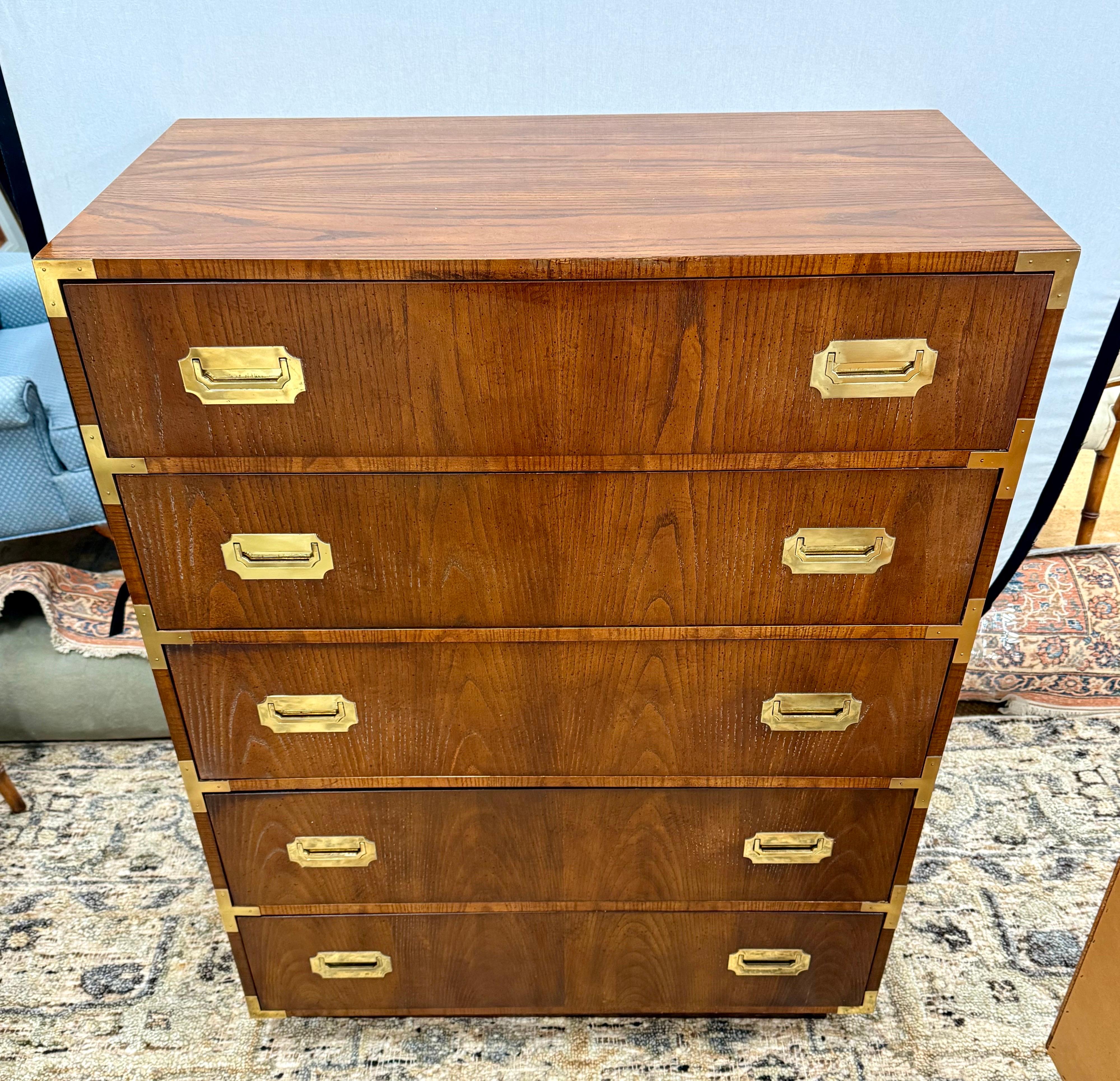 Mid Century Iconic Dixie Furniture Tall Campaign Dresser from Campaigner Line 1