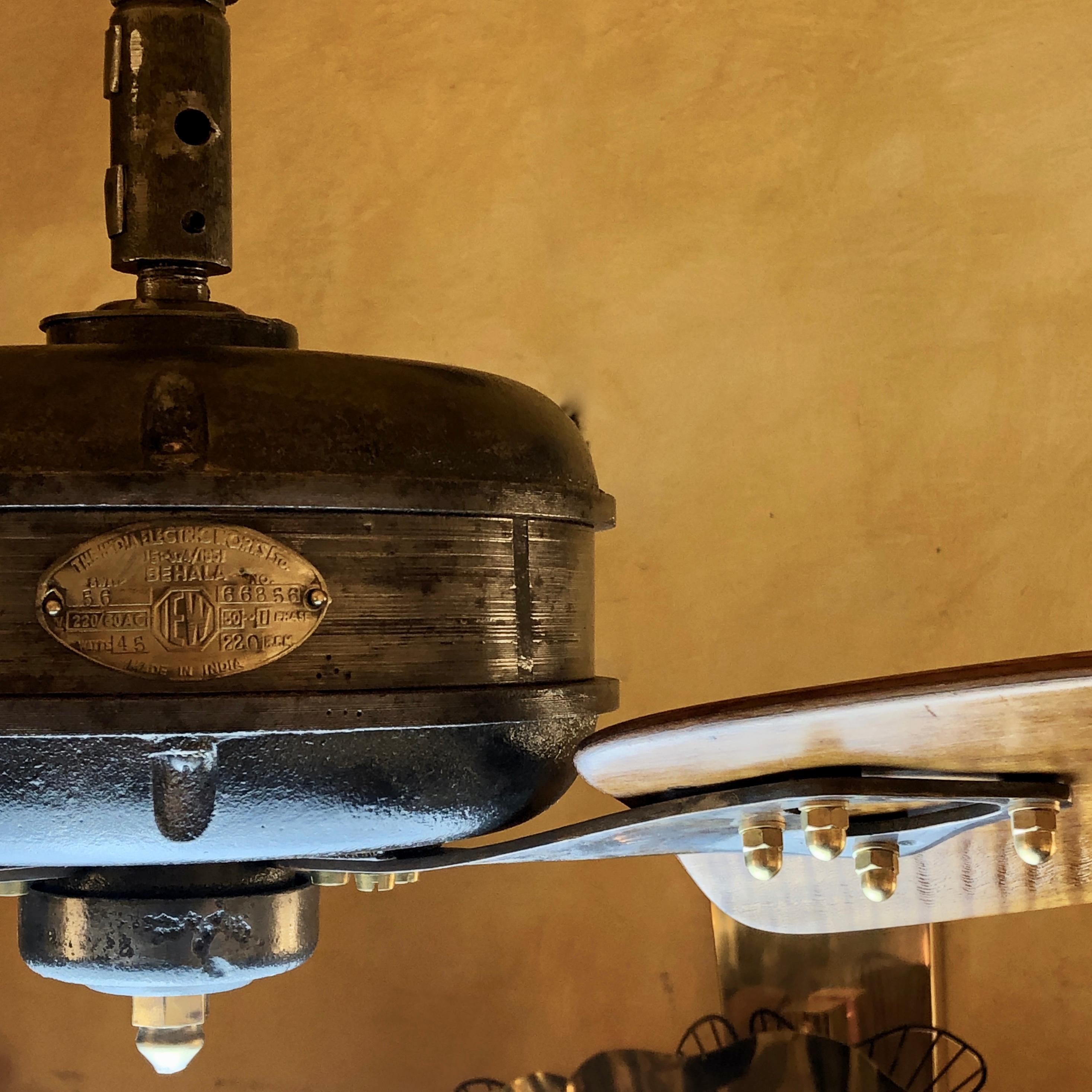 Mid-Century Modern Midcentury IEW - Behala Cast Iron Ceiling Fan by India Electric Works Ltd.