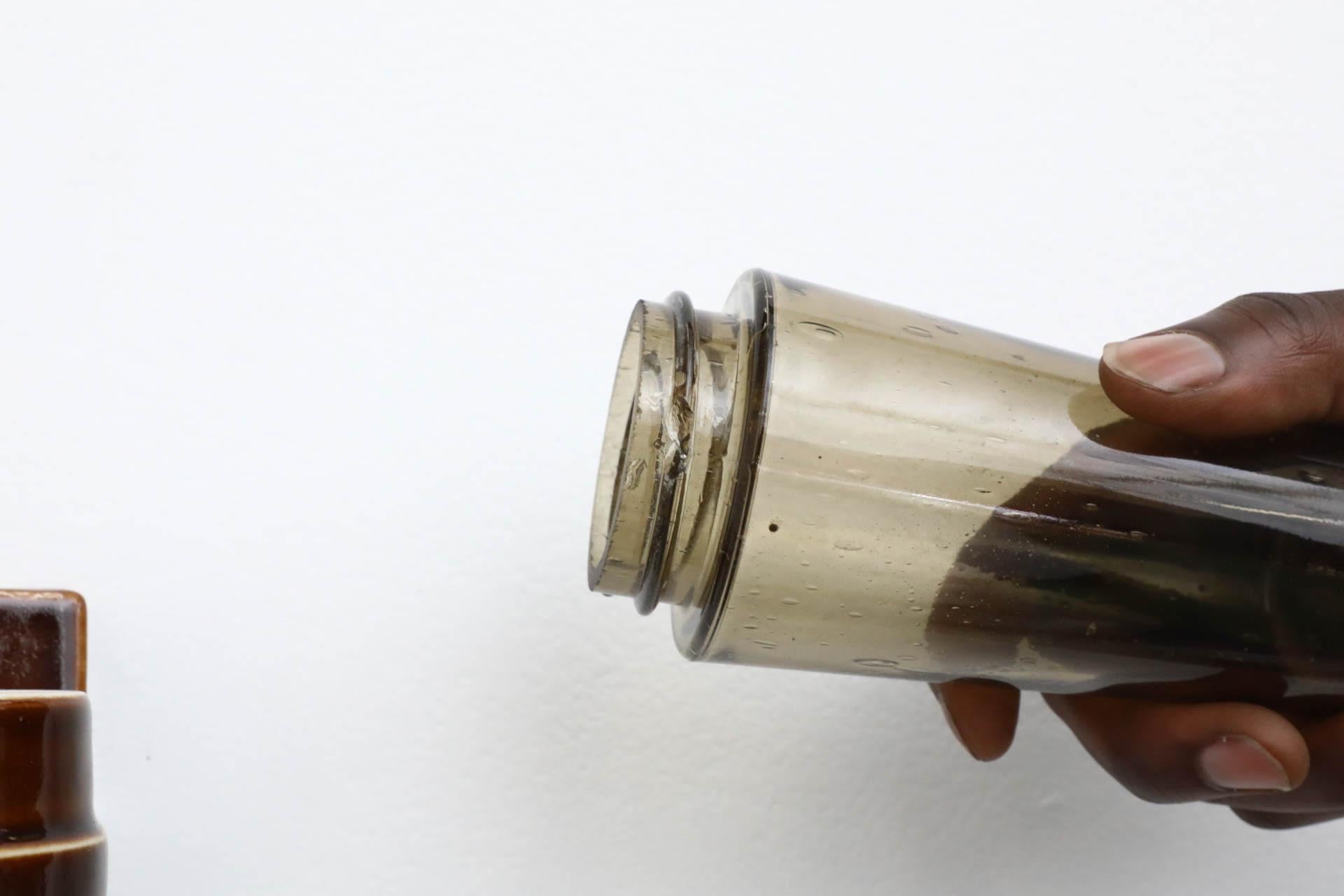 Mid-Century IFÖ Wall Lamp 6080 by Sigvard Bernadotte in Brown and Smoked Glass 3