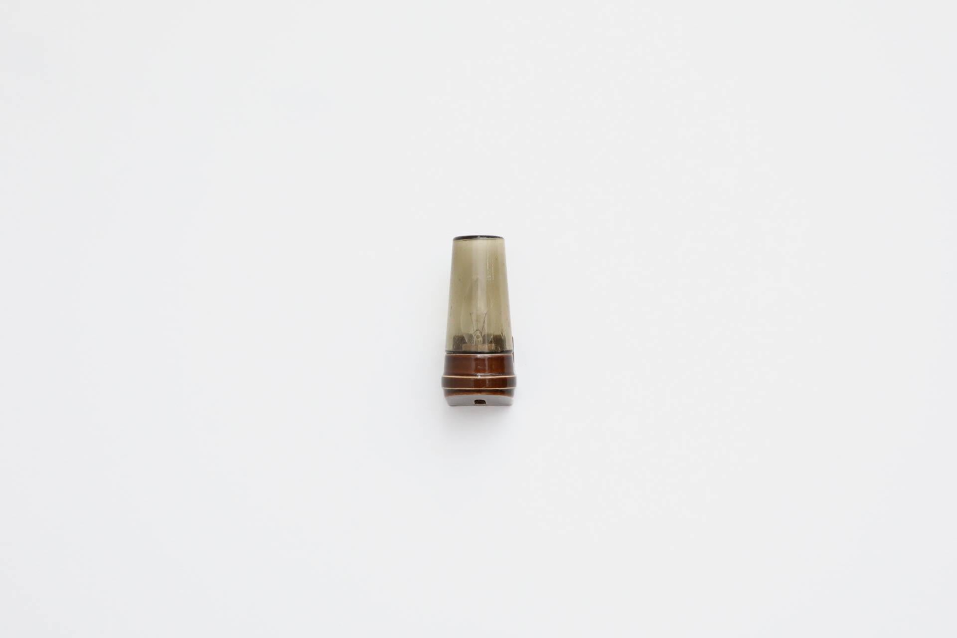 Swedish Mid-Century IFÖ Wall Lamp 6080 by Sigvard Bernadotte in Brown and Smoked Glass