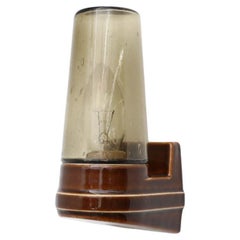 Mid-Century IFÖ Wall Lamp 6080 by Sigvard Bernadotte in Brown and Smoked Glass