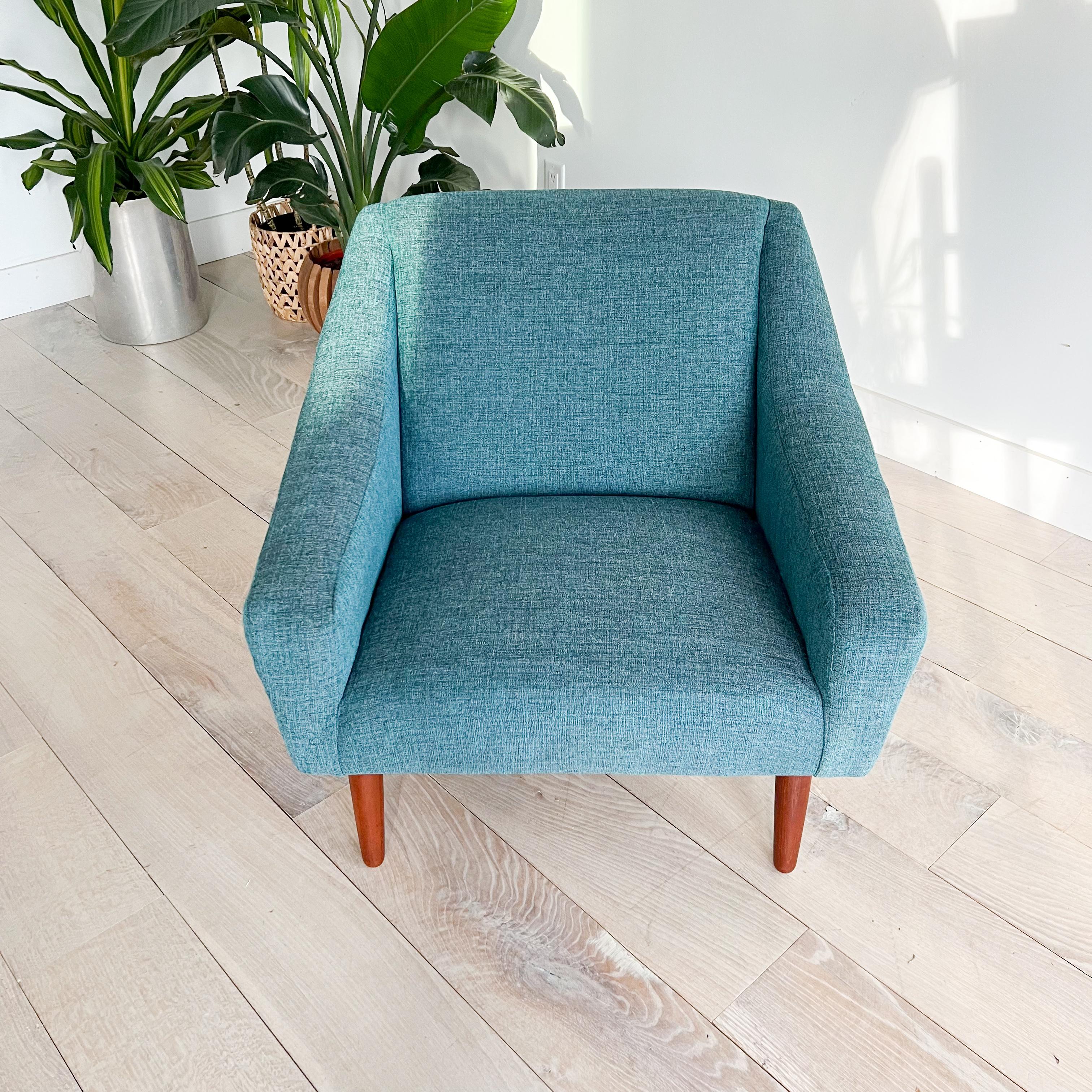 Mid-Century Modern Mid Century Illum Wikkelso Lounge Chair w/ New Teal Upholstery