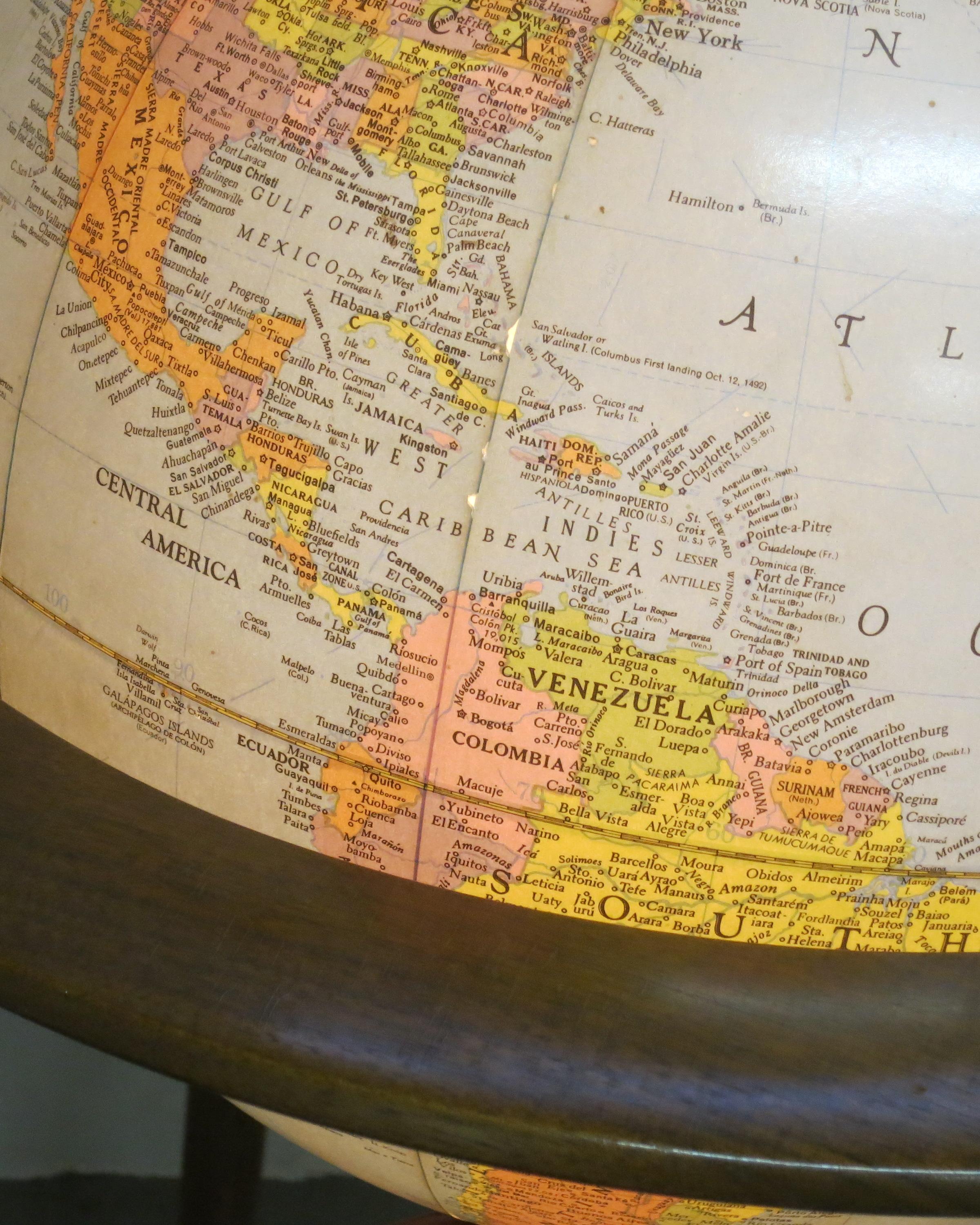 American Midcentury Illuminated Floor Globe on Stand Replogle For Sale