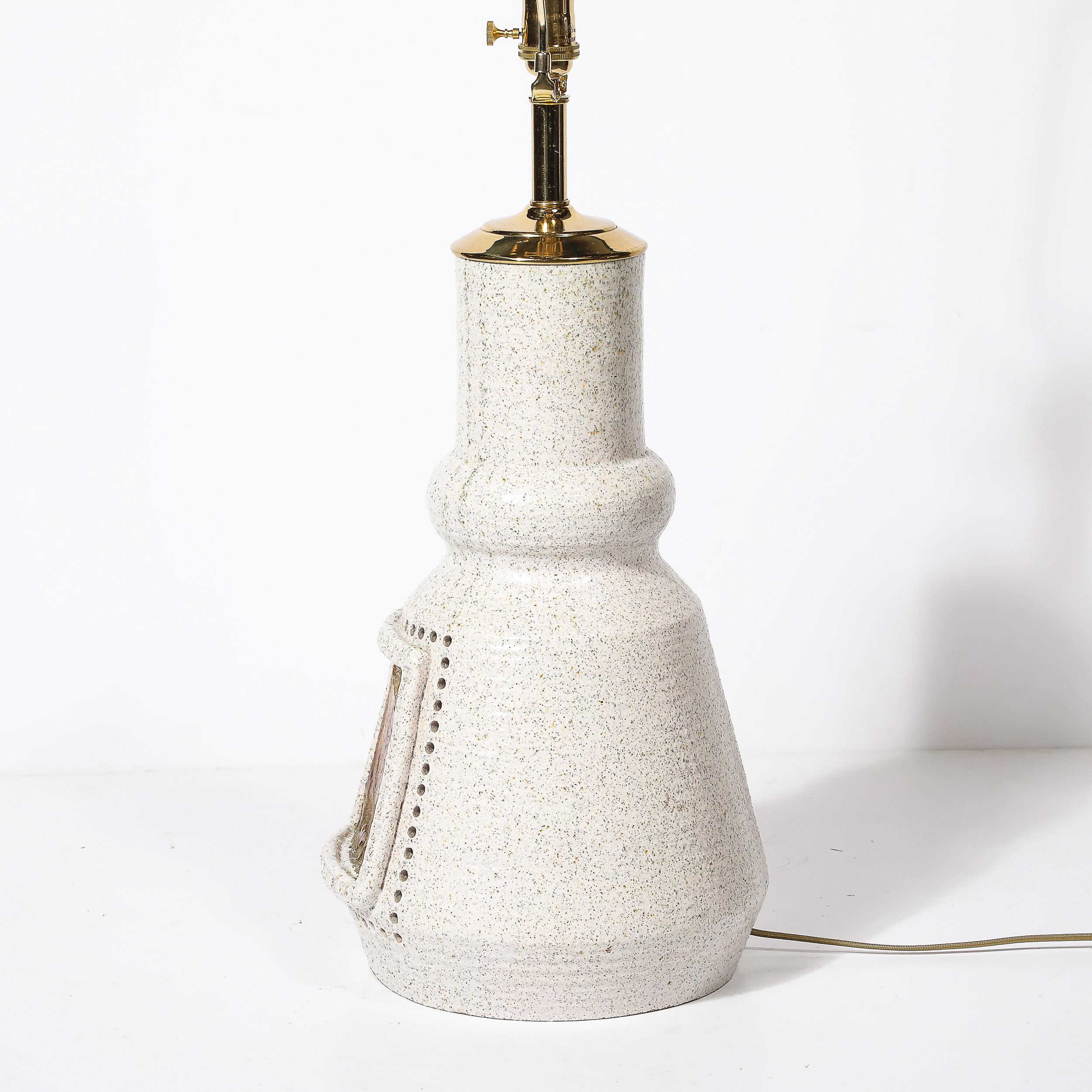 Mid-Century Illuminated Amber Resin Naturalistic Motif White Ceramic Table Lamp For Sale 3