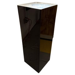 Mid-century Illuminated Lacquered Black Pedestal
