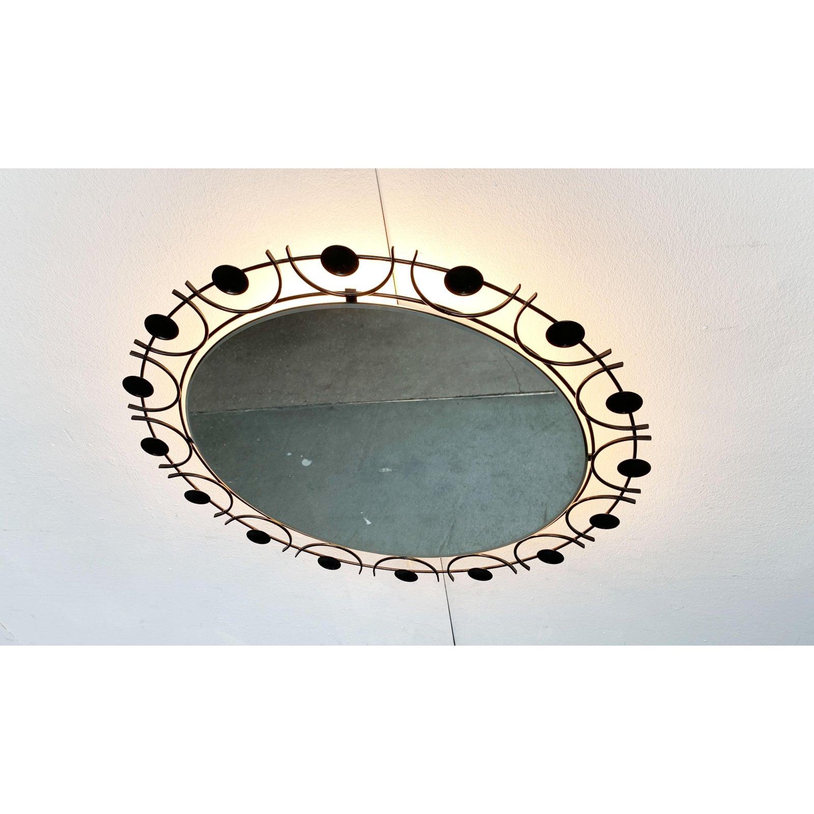 Metallo Specchio illuminato di metà secolo, anni '60 in vendita