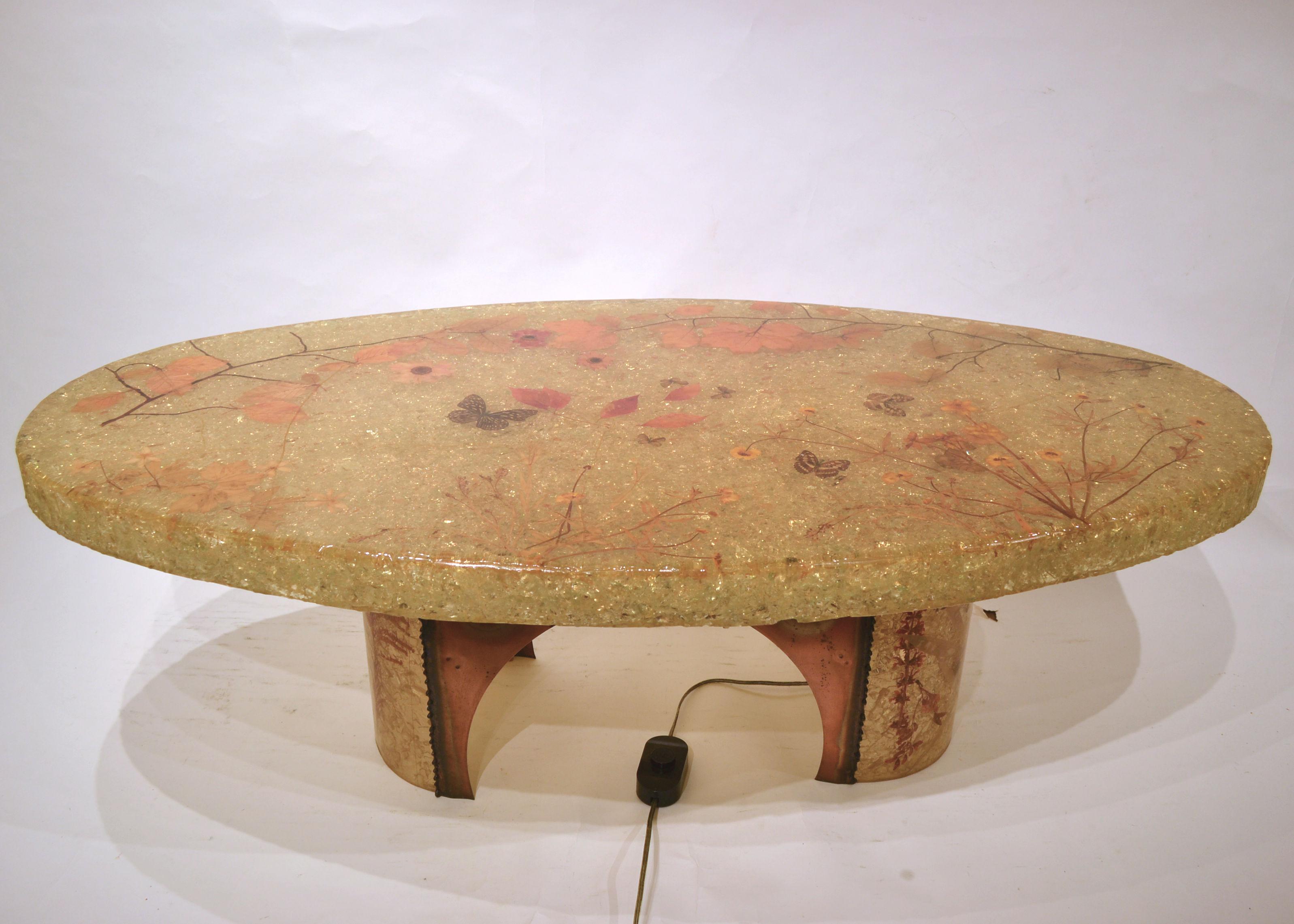 Midcentury Illuminated Resin Coffee Table from Accolay, France In Good Condition In New York, NY