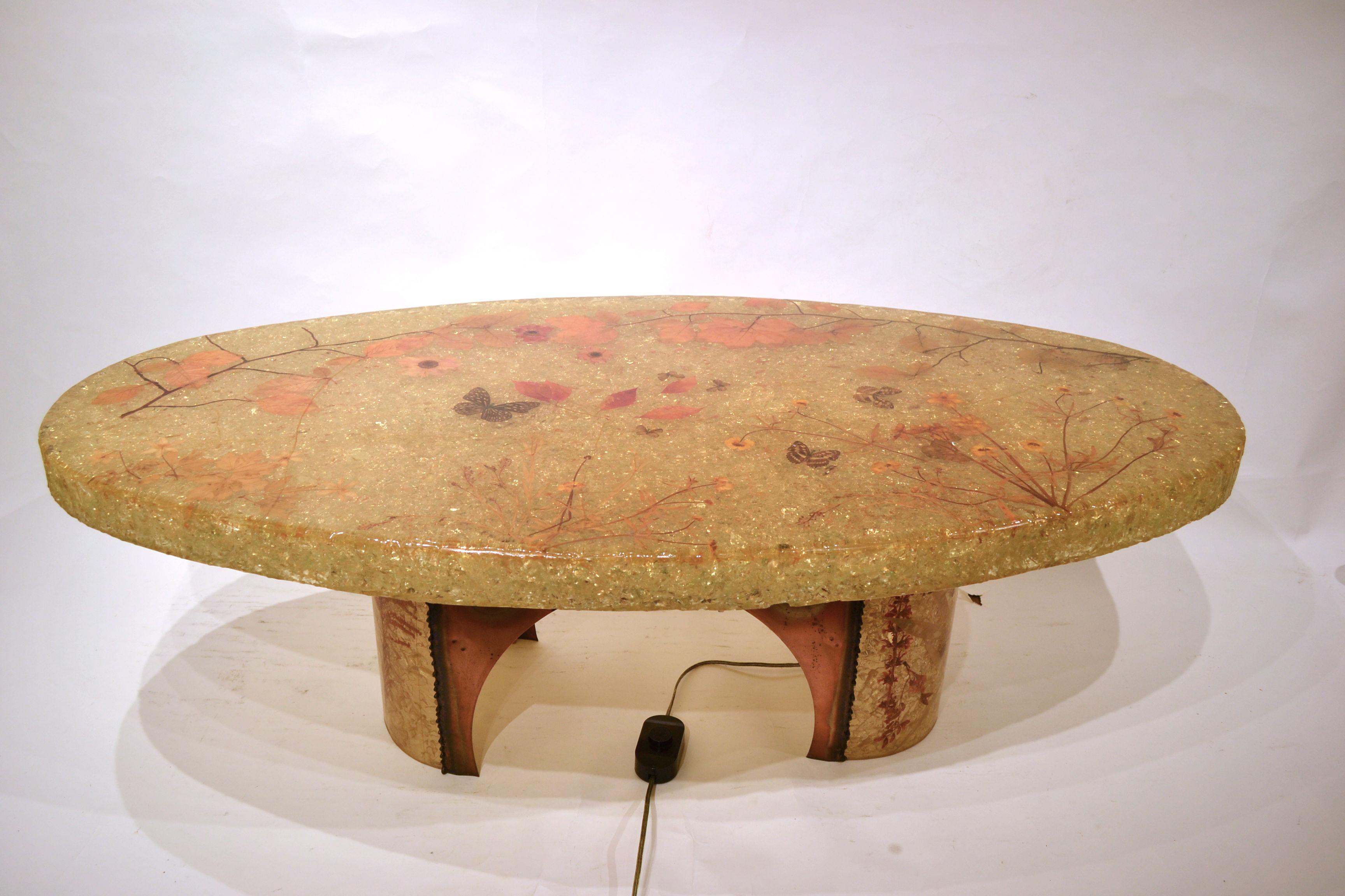 Mid-20th Century Midcentury Illuminated Resin Coffee Table from Accolay, France