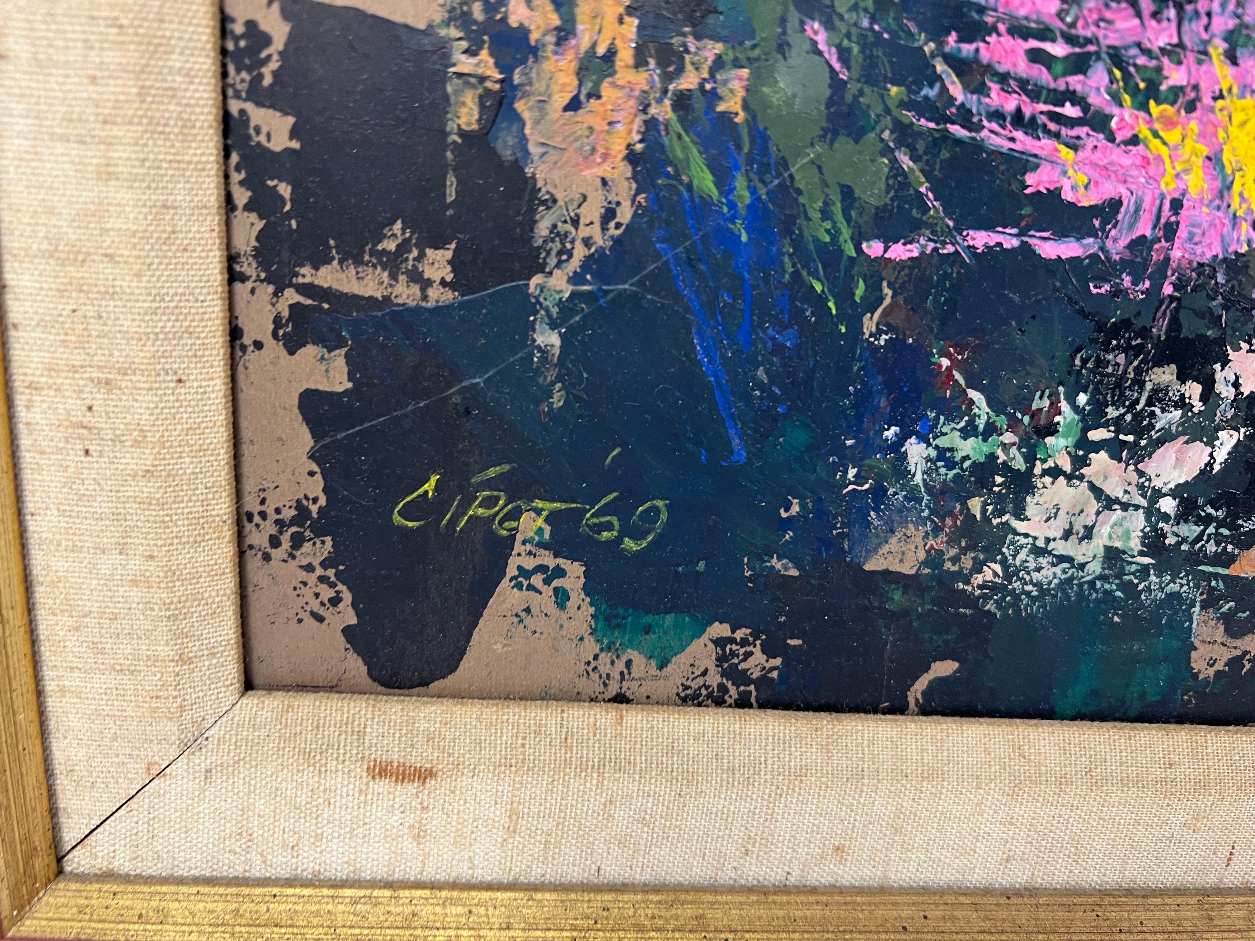 Pittura astratta di un campo soleggiato di metà secolo in vendita 11