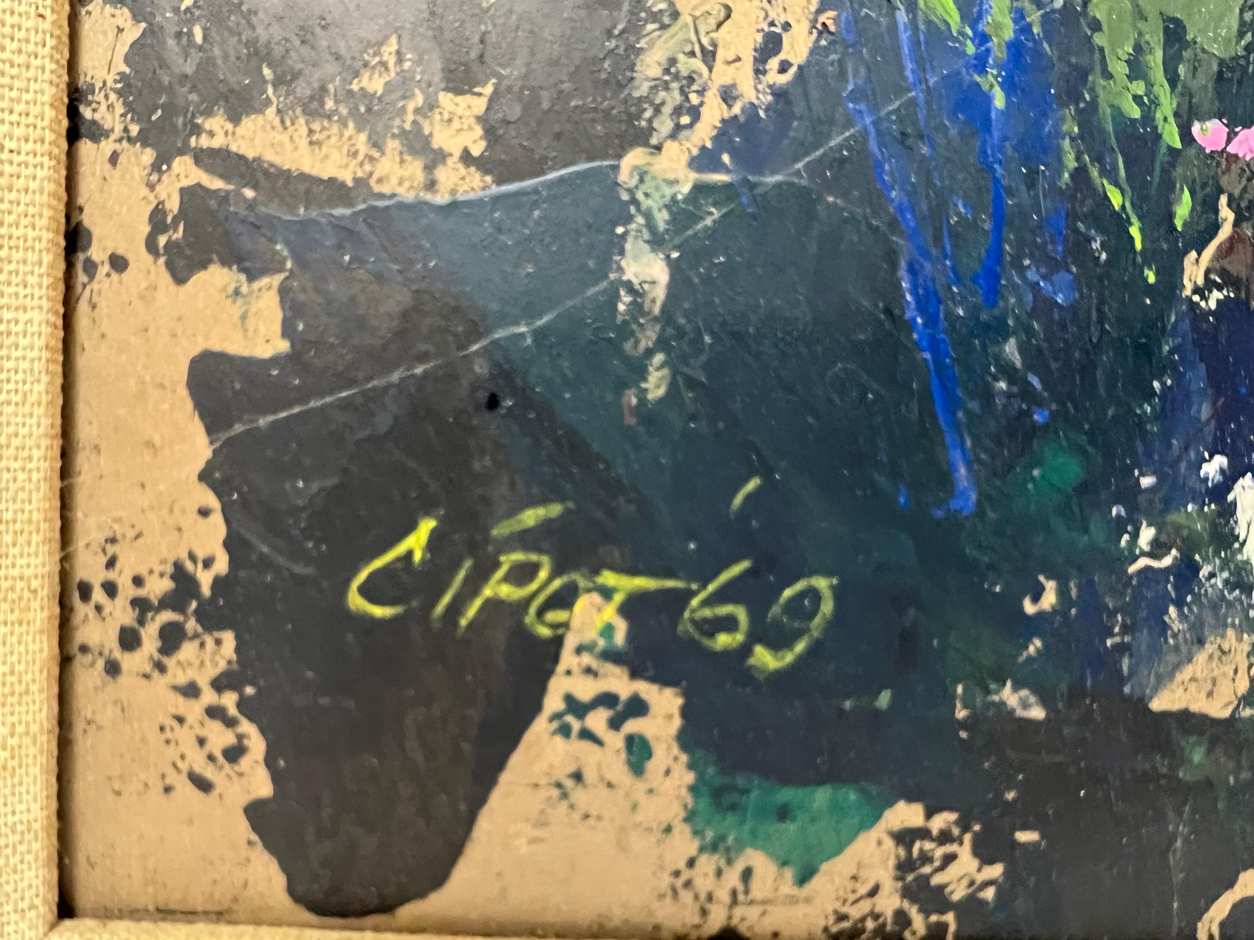 Pittura astratta di un campo soleggiato di metà secolo in vendita 12