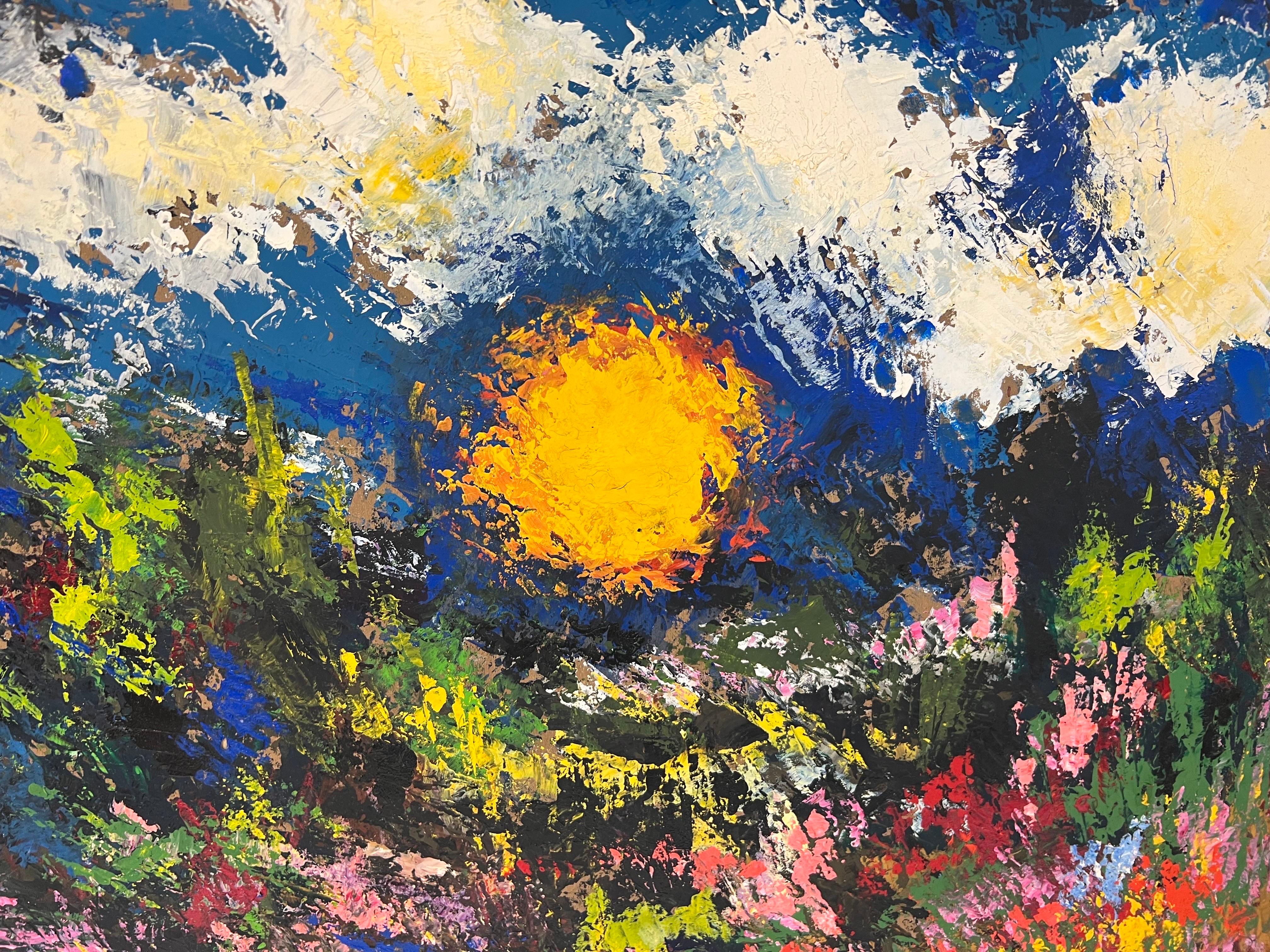 XX secolo Pittura astratta di un campo soleggiato di metà secolo in vendita