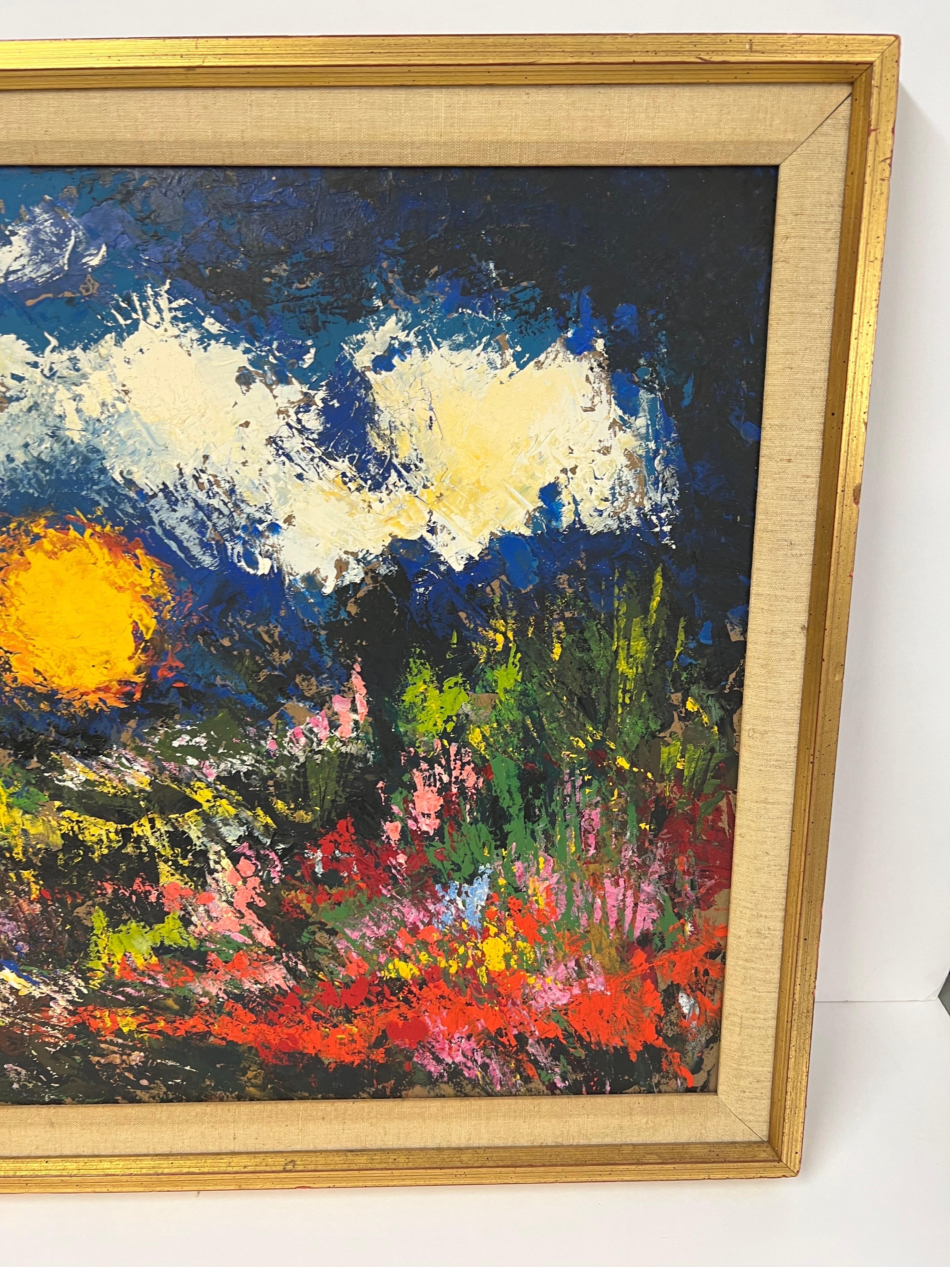 Pittura astratta di un campo soleggiato di metà secolo in vendita 2