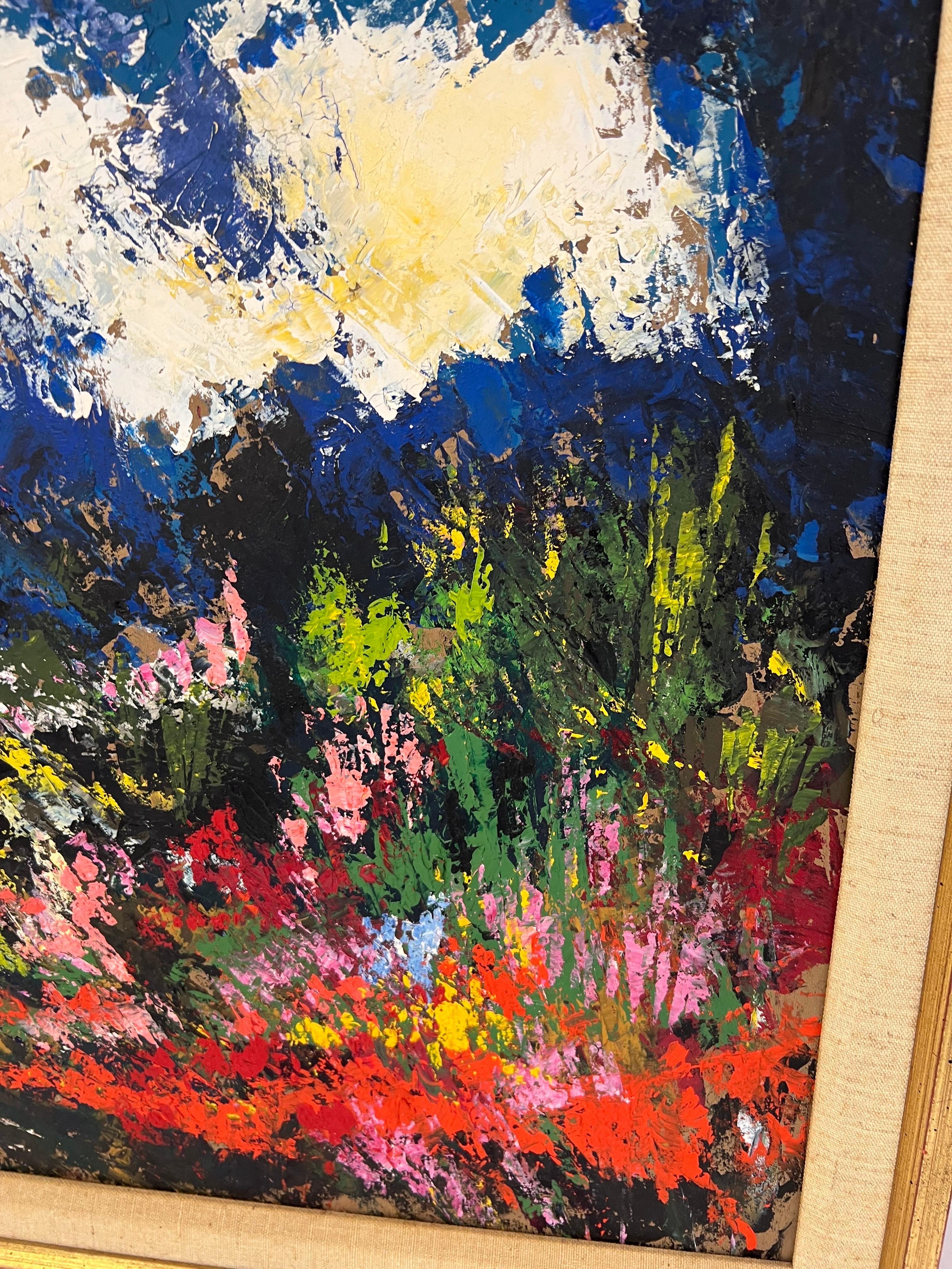 Pittura astratta di un campo soleggiato di metà secolo in vendita 3