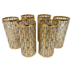 Vintage Mid-Century, Imperial Glass, Highball Glasses in the Tabique de Oro Pattern